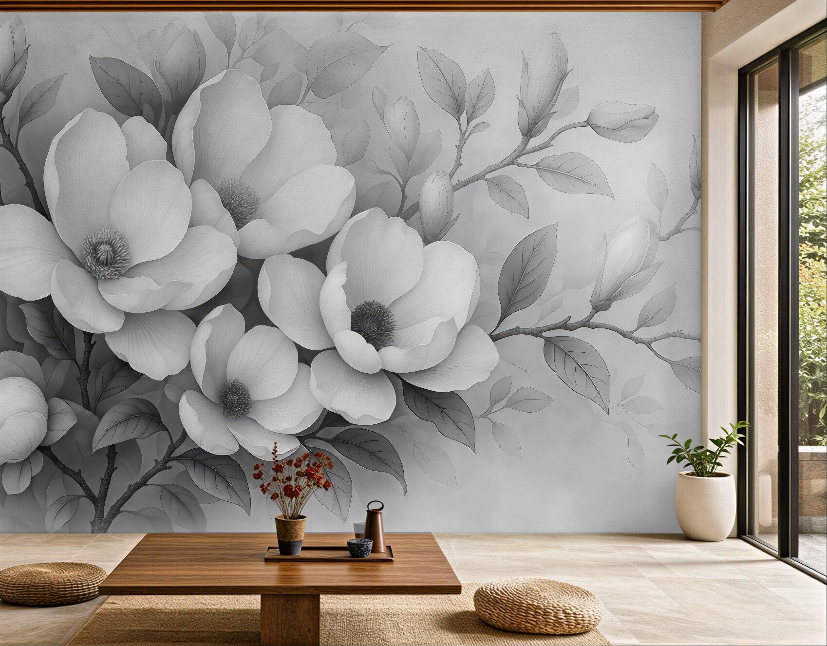 Fototapeta subtelne magnolie w szarościach