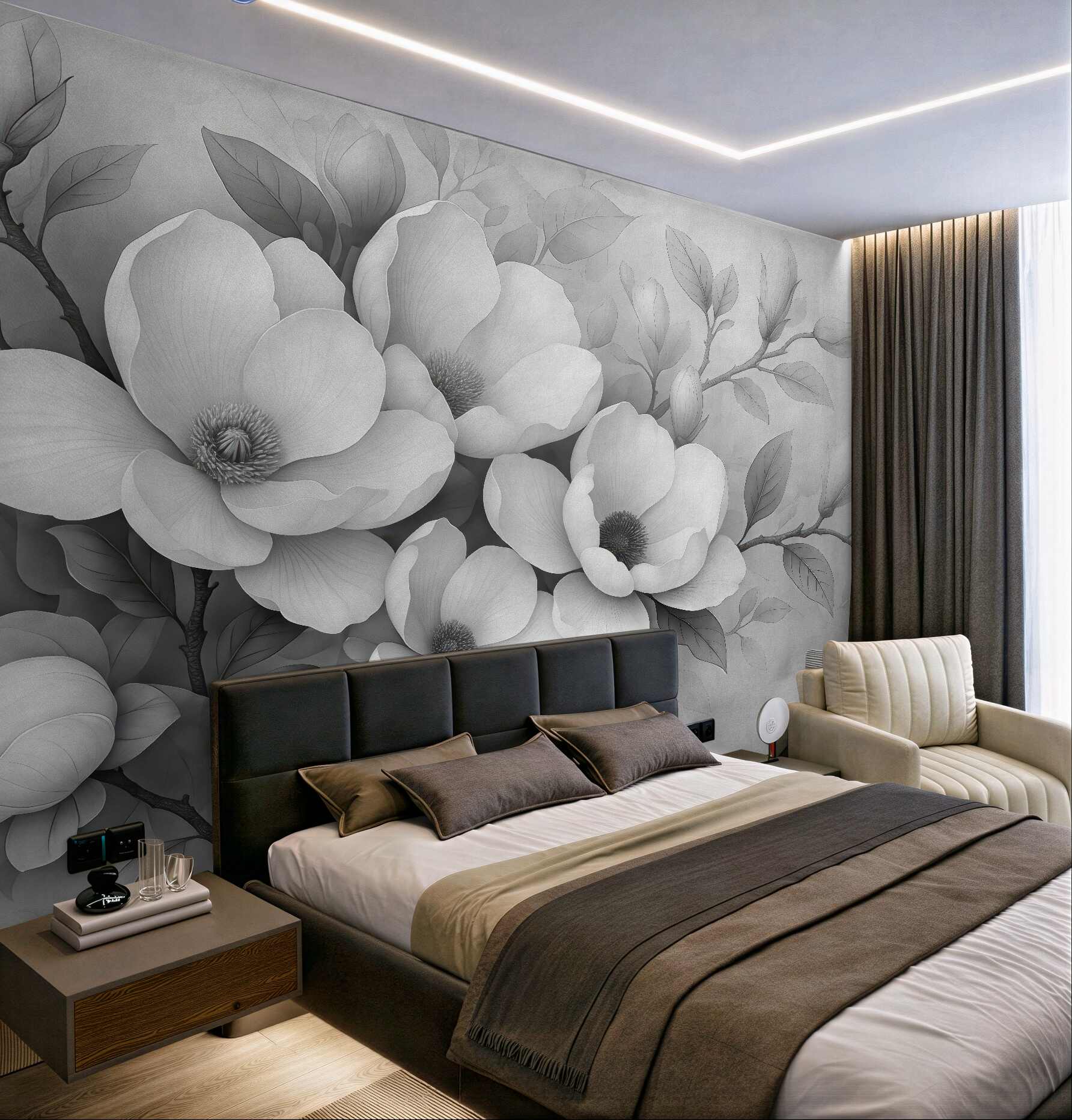 Fototapeta subtelne magnolie w szarościach