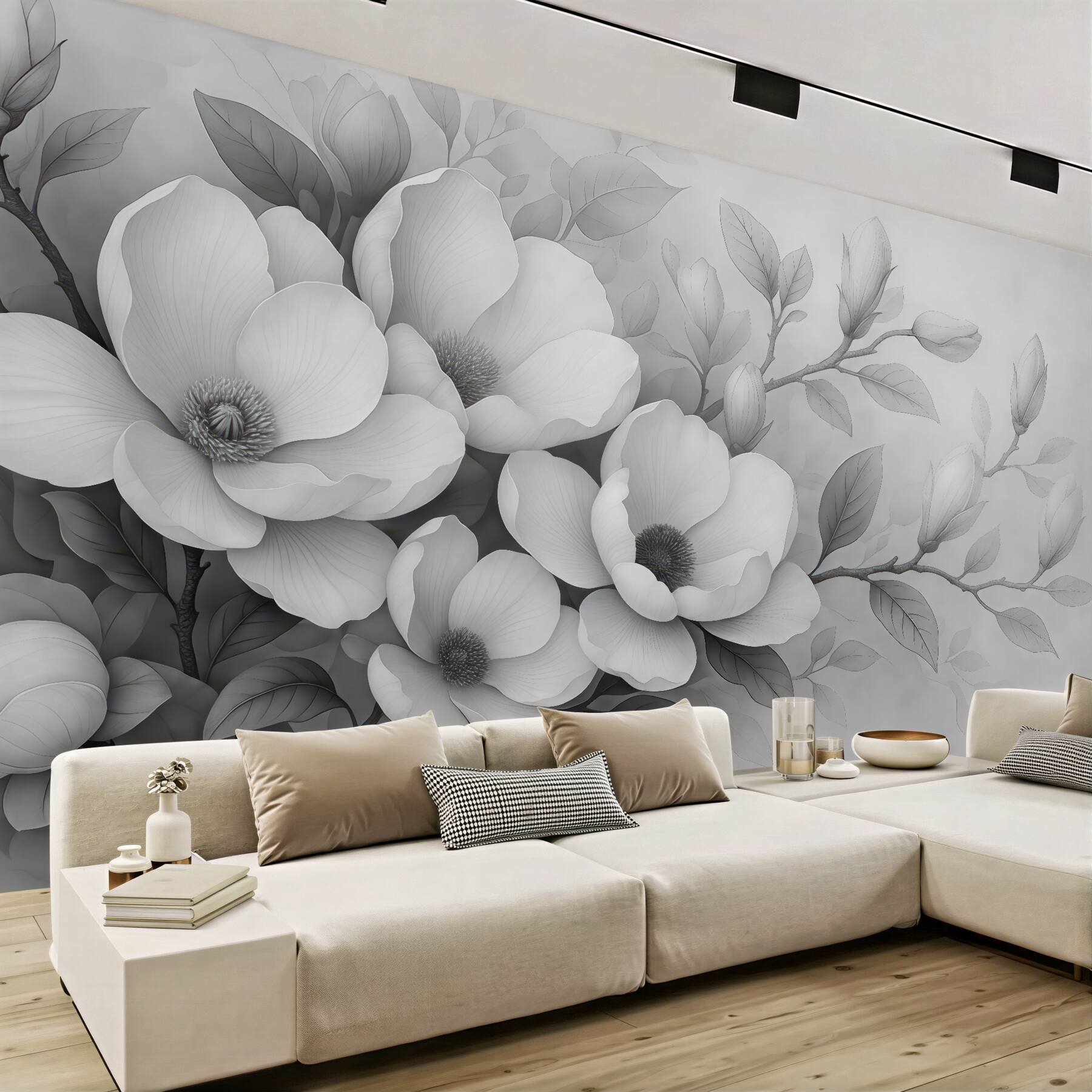 Fototapeta subtelne magnolie w szarościach