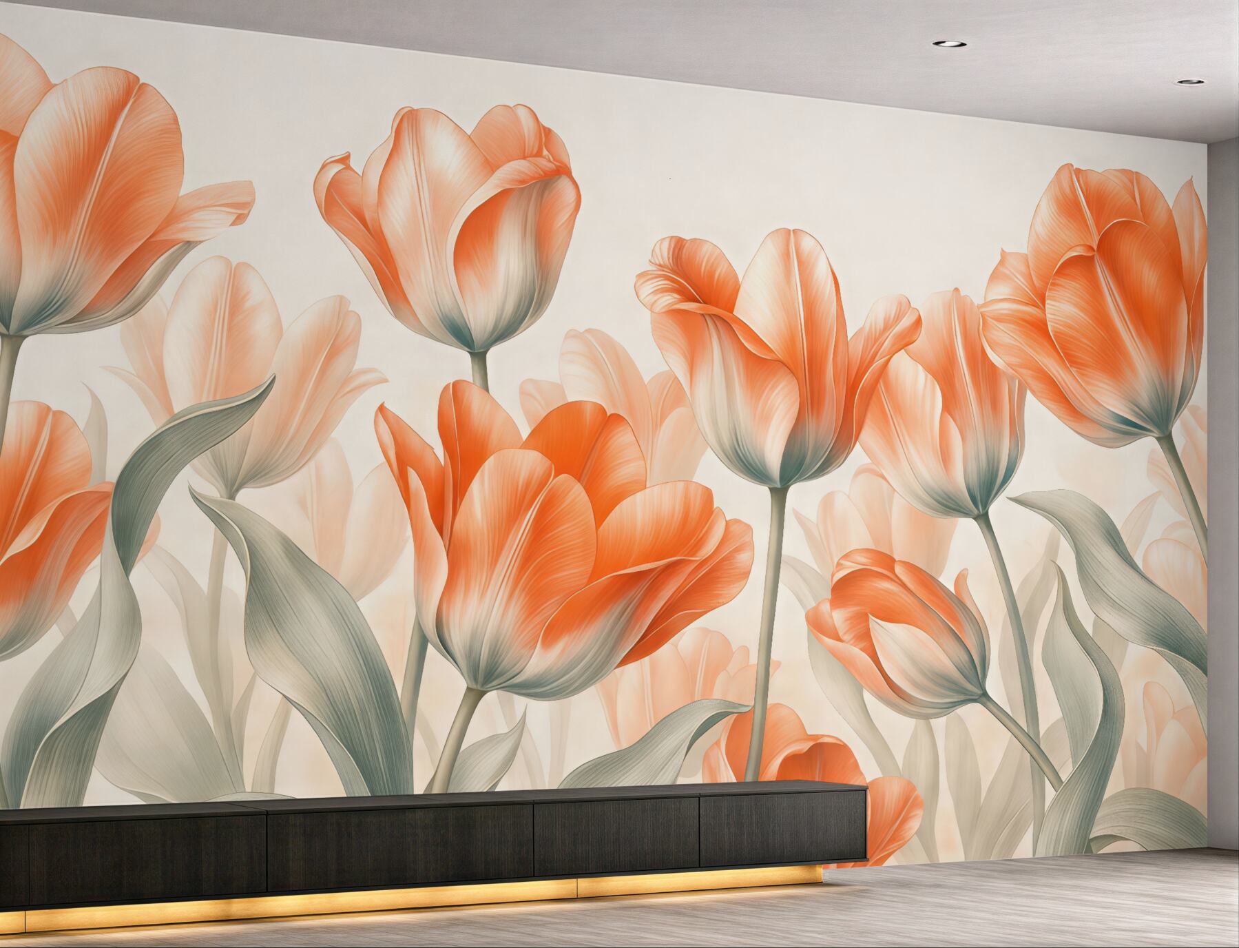 Fototapeta koralowe tulipany w pastelowym blasku