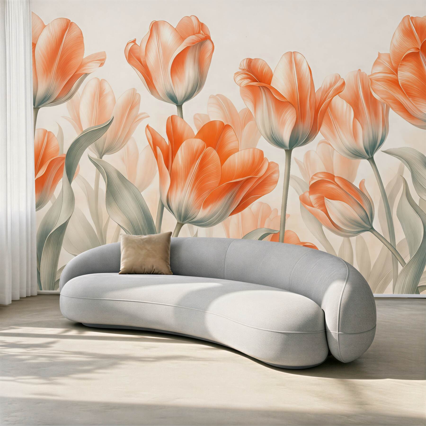 Fototapeta koralowe tulipany w pastelowym blasku