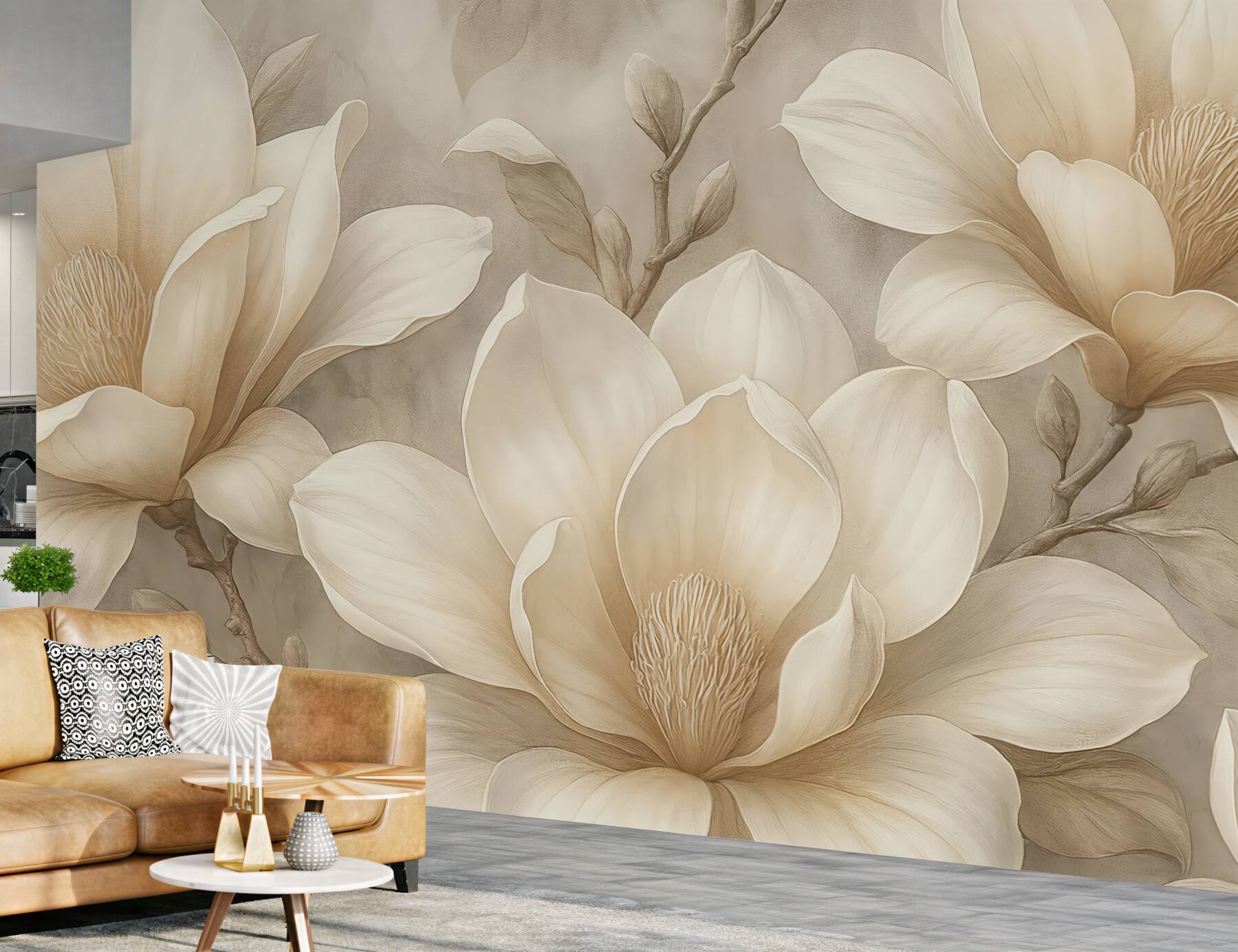 Fototapeta kremowe magnolie w subtelnej elegancji