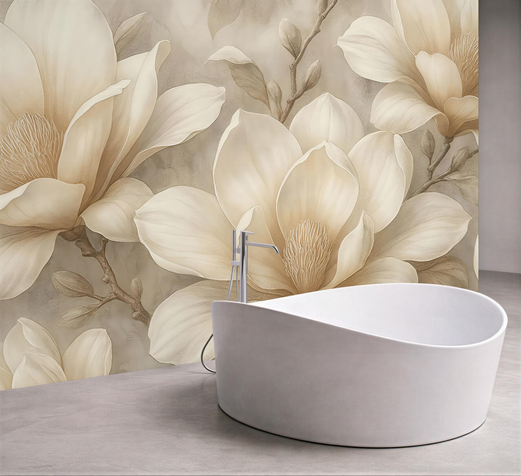 Fototapeta kremowe magnolie w subtelnej elegancji