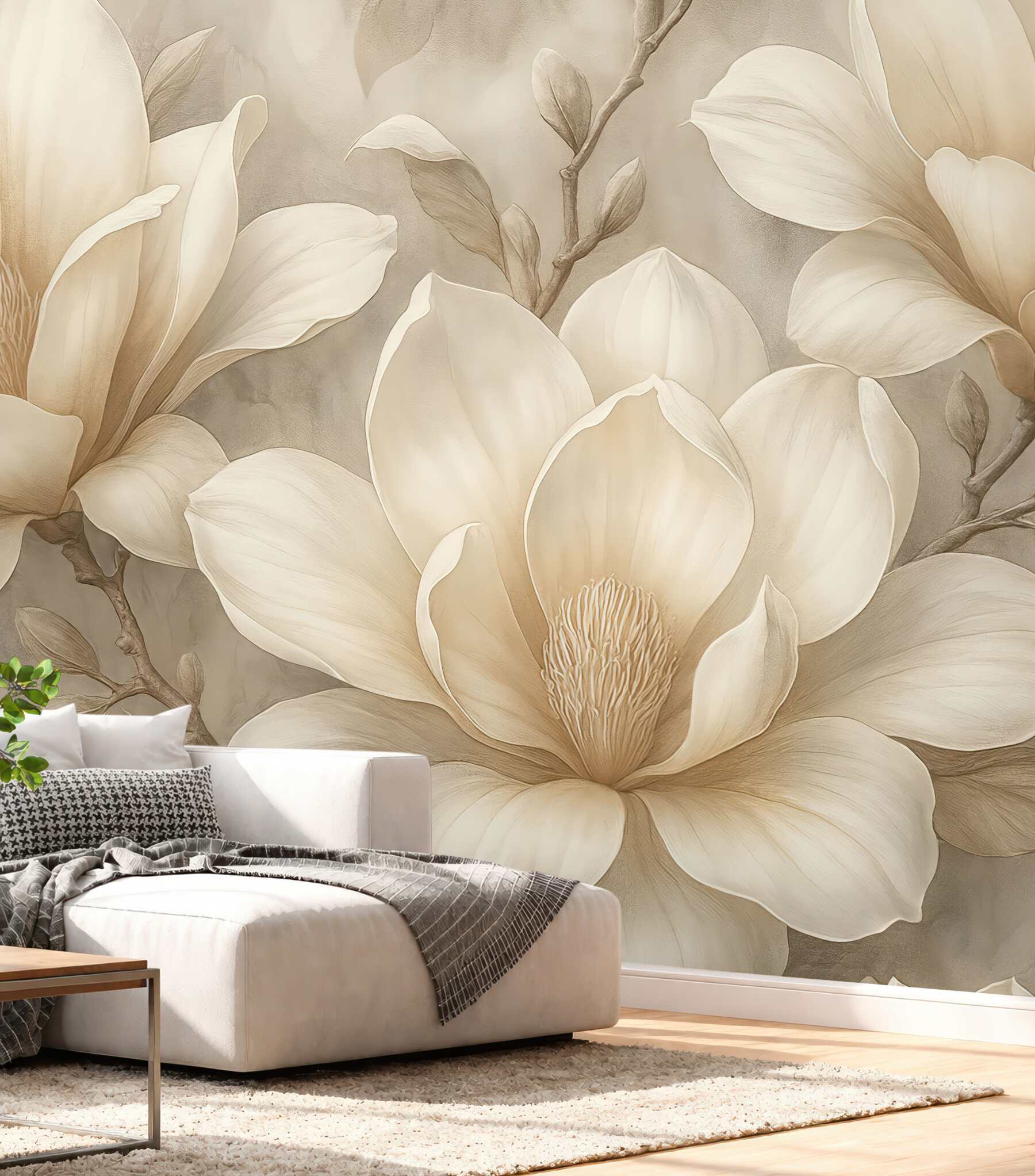 Fototapeta kremowe magnolie w subtelnej elegancji