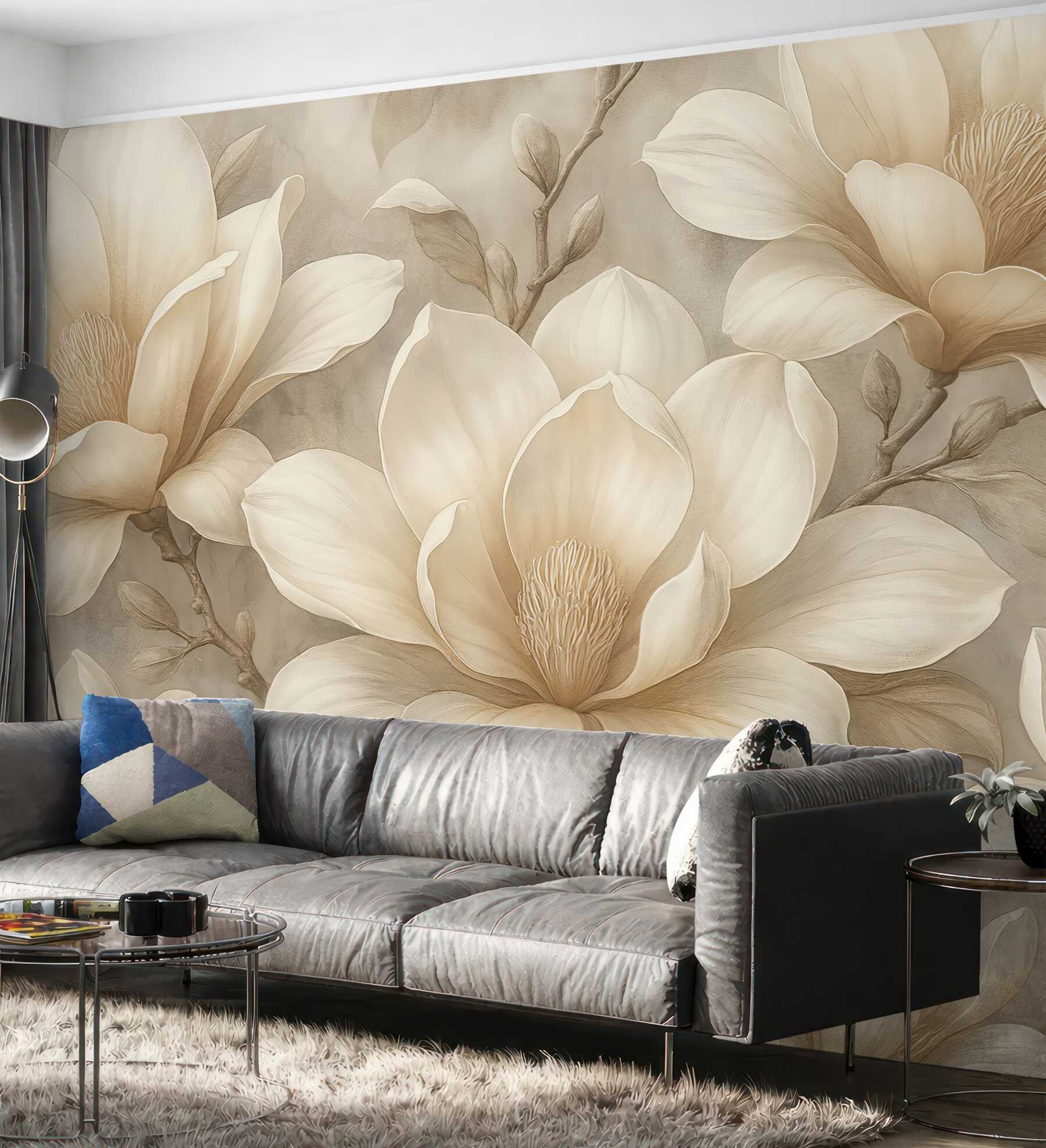 Fototapeta kremowe magnolie w subtelnej elegancji