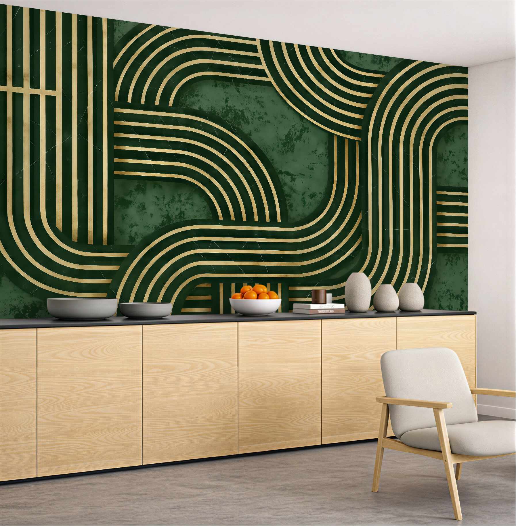 Fototapeta szmaragdowe linie art deco