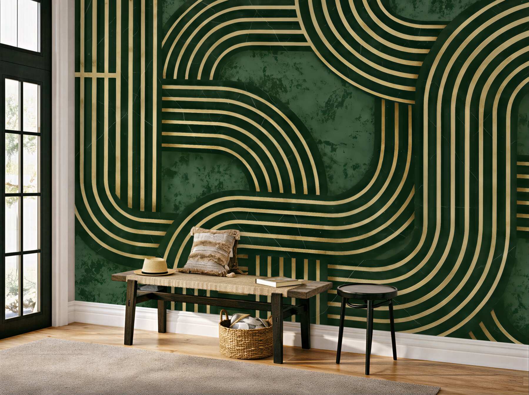 Fototapeta szmaragdowe linie art deco