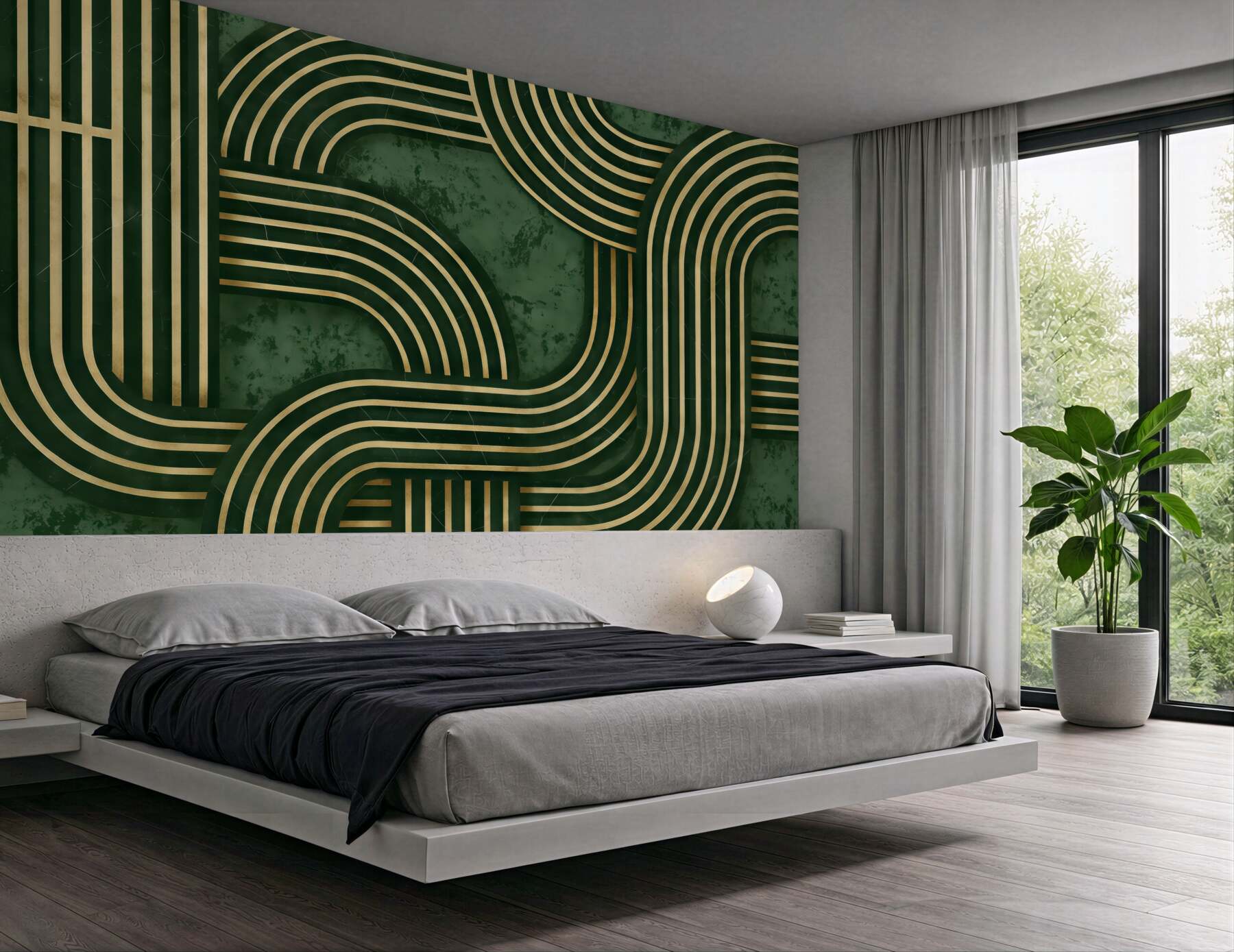 Fototapeta szmaragdowe linie art deco