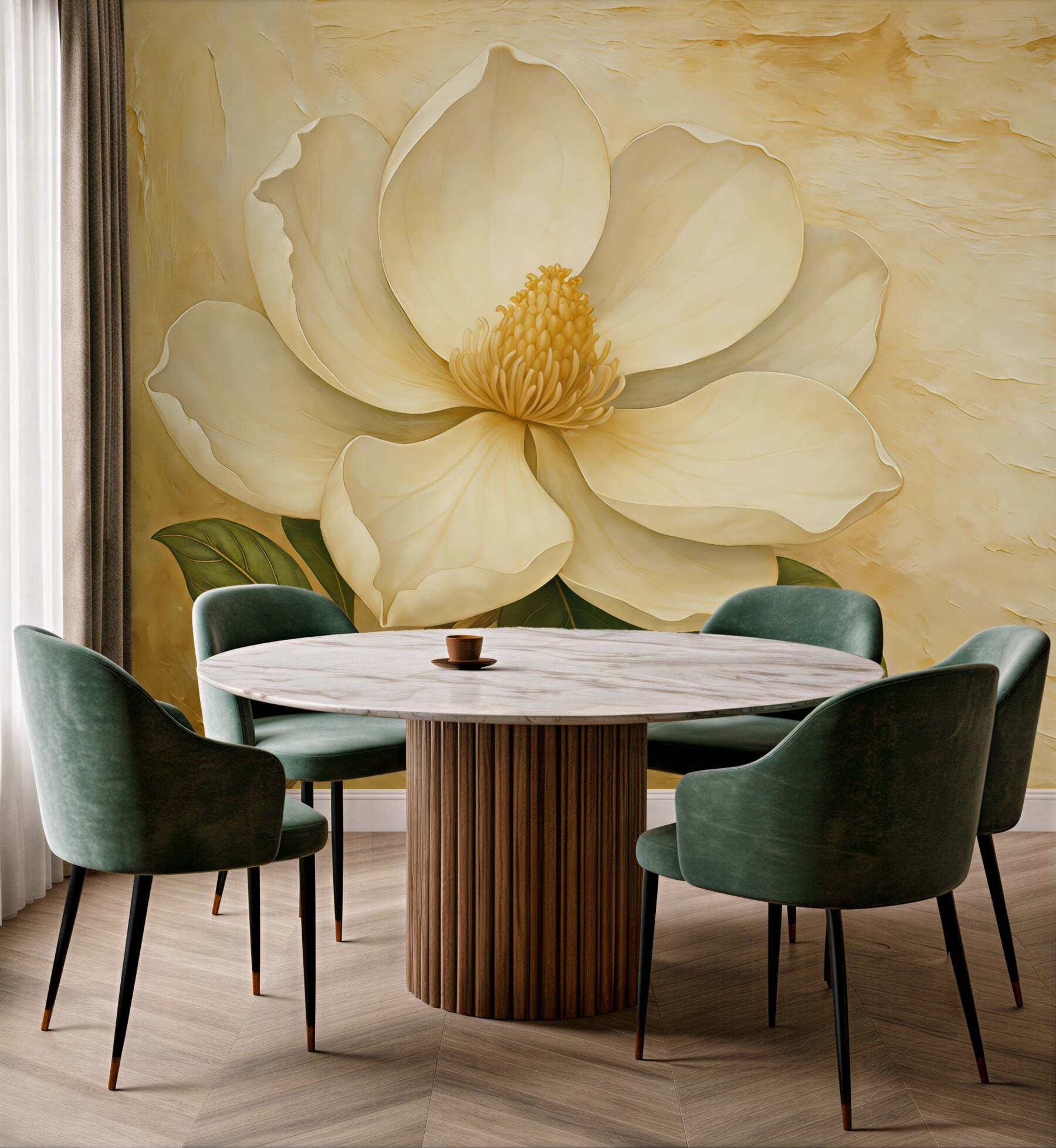 Fototapeta kremowa magnolia w eleganckim stylu
