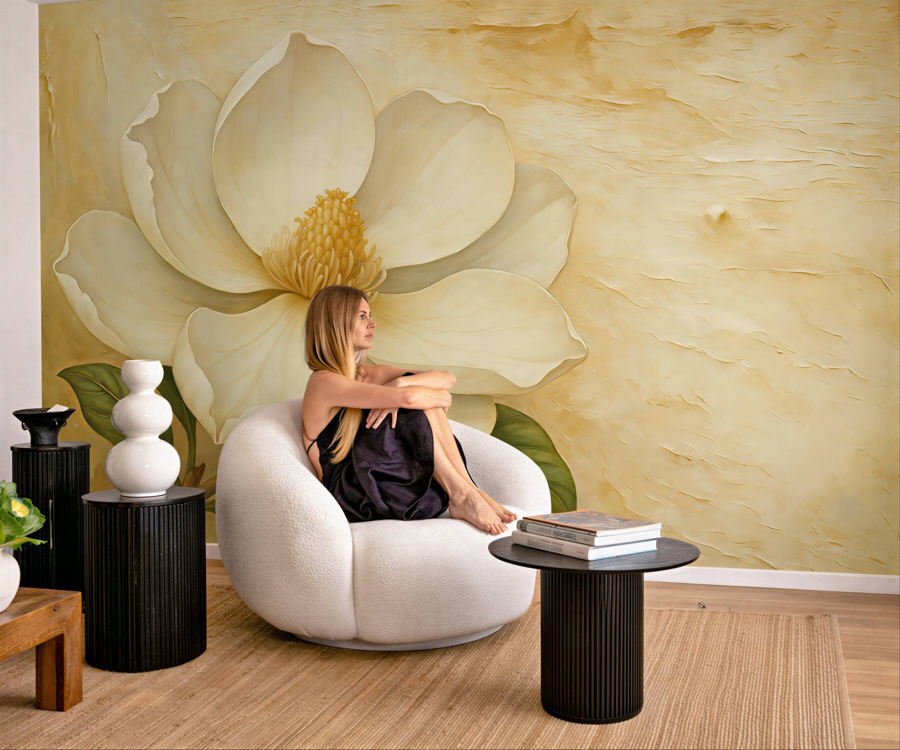 Fototapeta kremowa magnolia w eleganckim stylu