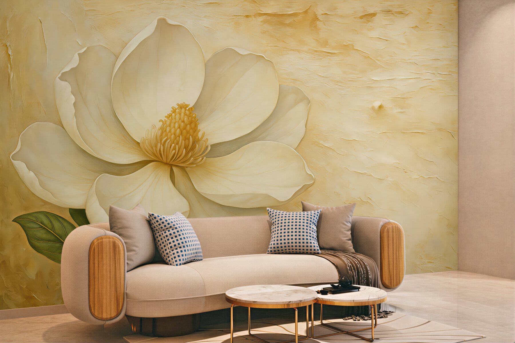 Fototapeta kremowa magnolia w eleganckim stylu