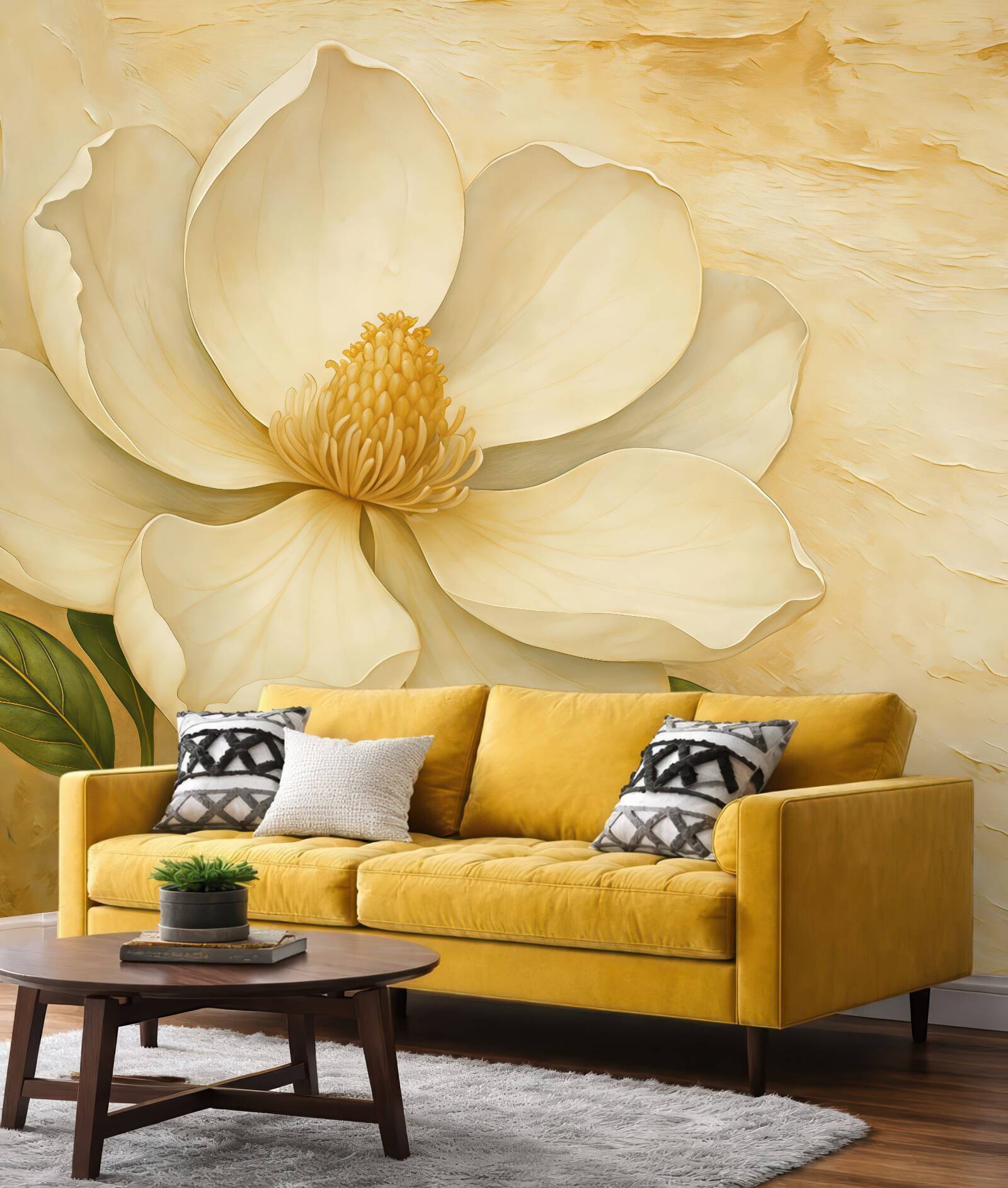 Fototapeta kremowa magnolia w eleganckim stylu