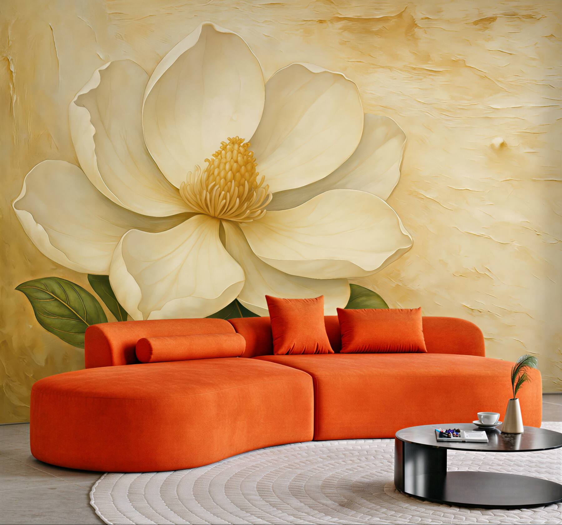 Fototapeta kremowa magnolia w eleganckim stylu