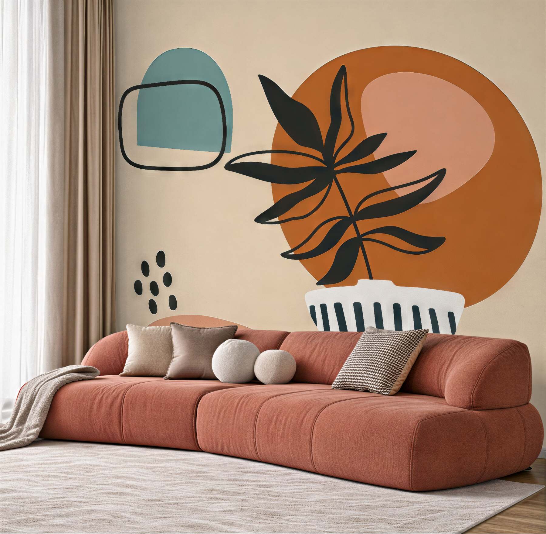 Fototapeta abstrakcyjne liście w stylu boho