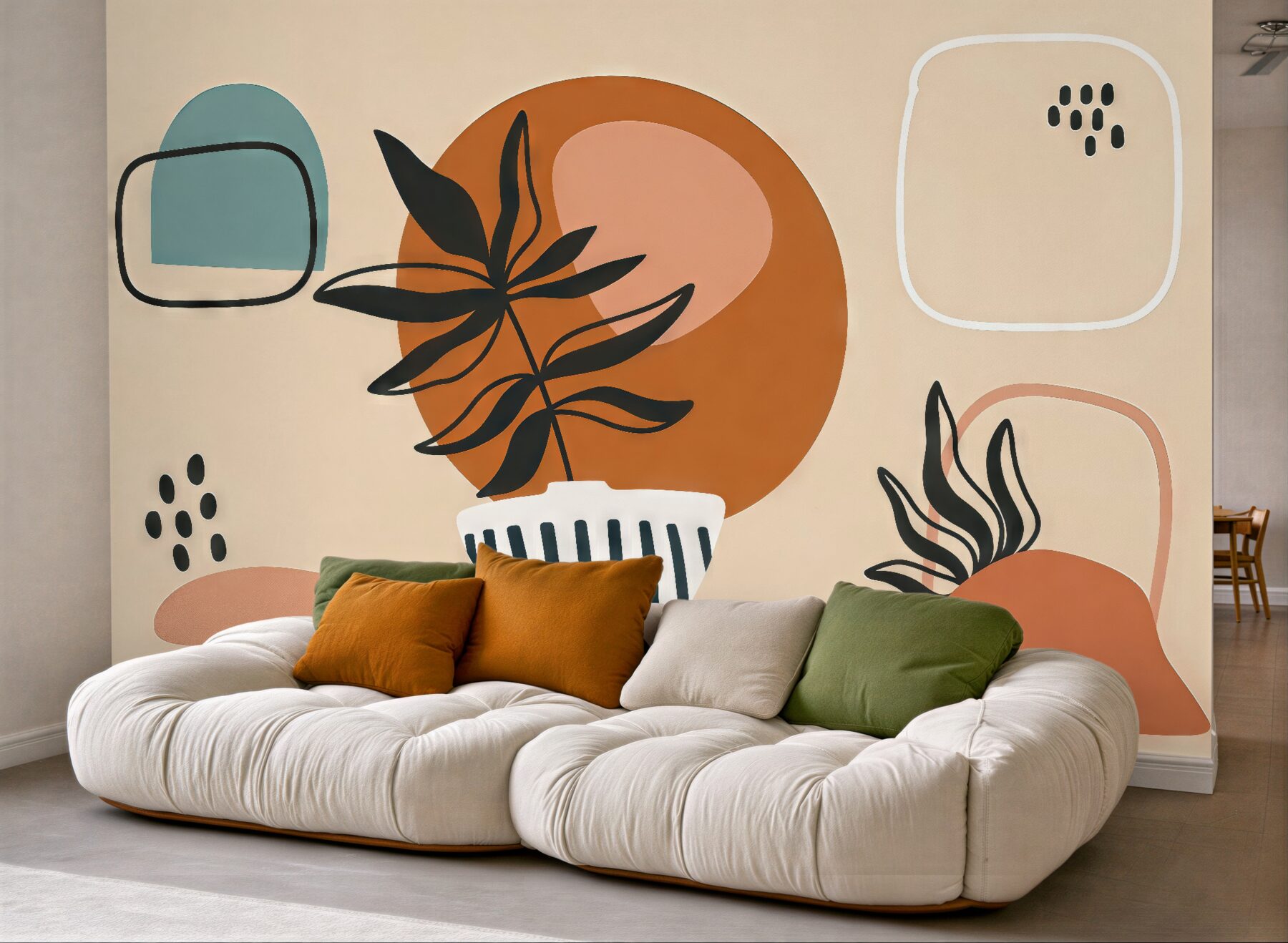 Fototapeta abstrakcyjne liście w stylu boho