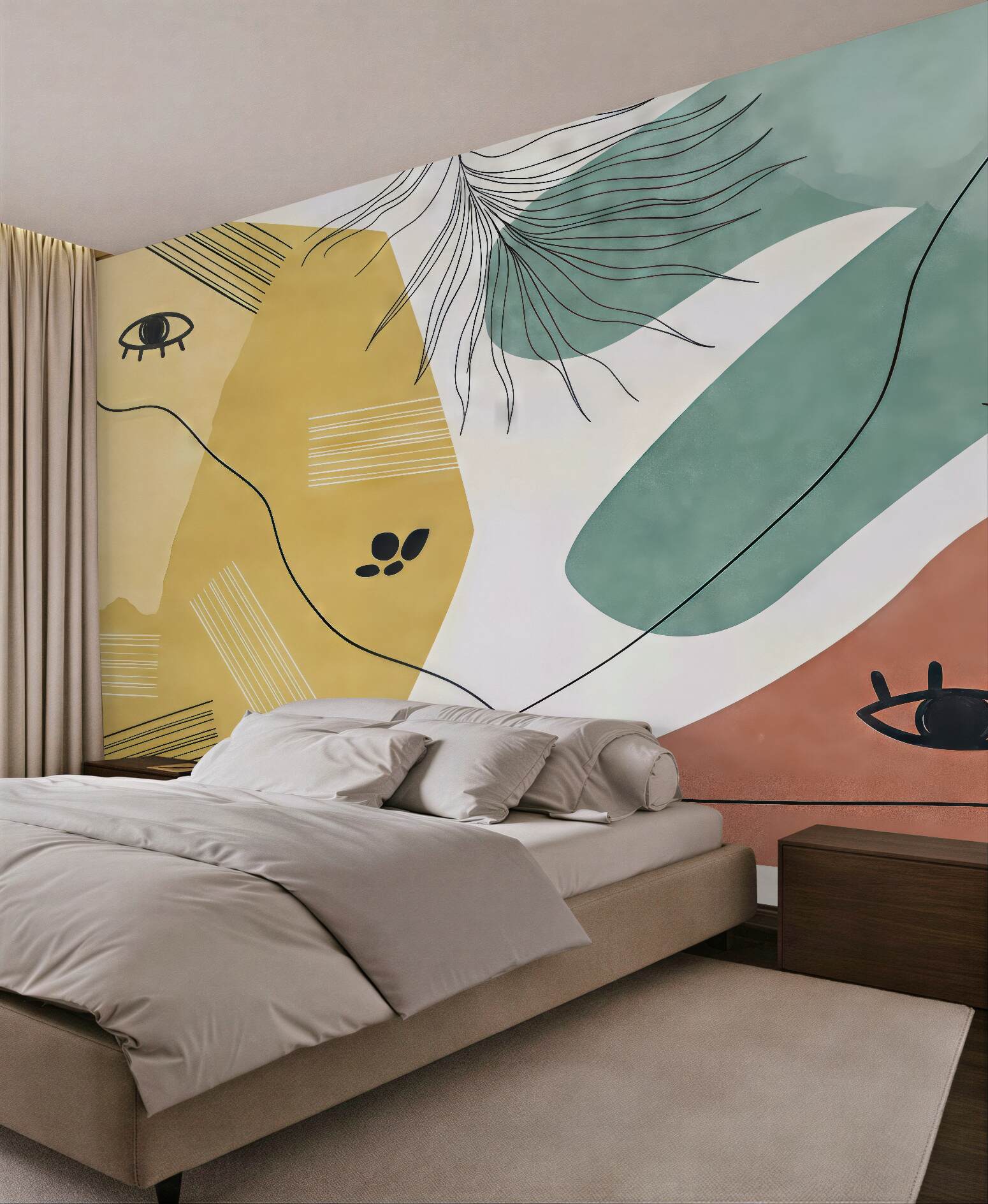 Fototapeta abstrakcyjne twarze w kolorach boho
