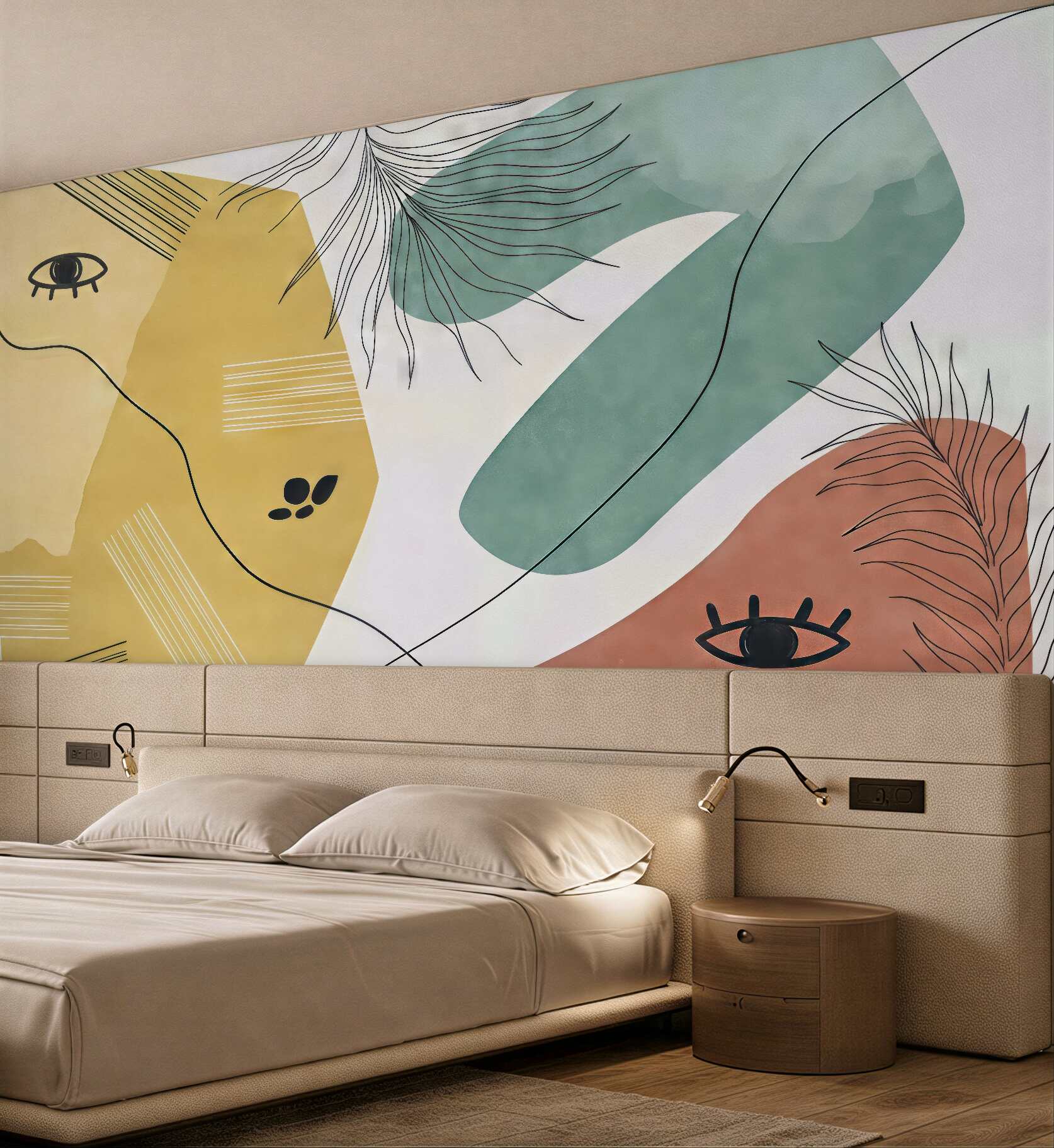 Fototapeta abstrakcyjne twarze w kolorach boho