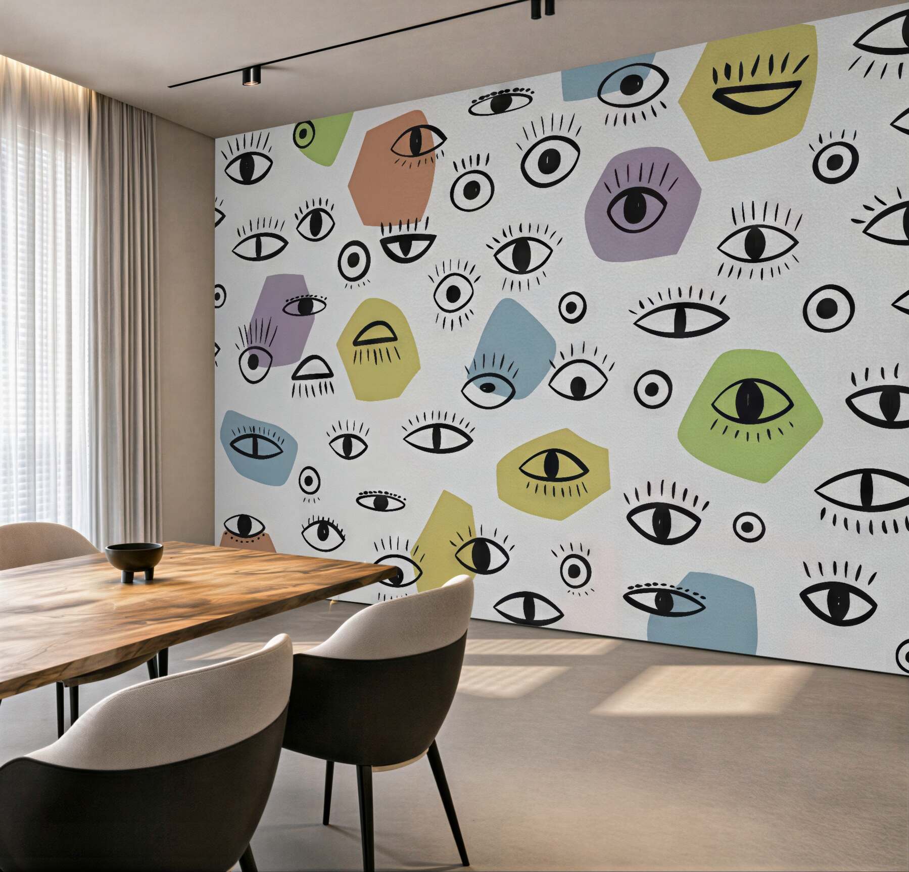 Fototapeta abstrakcyjne oczy w pastelowych kształtach