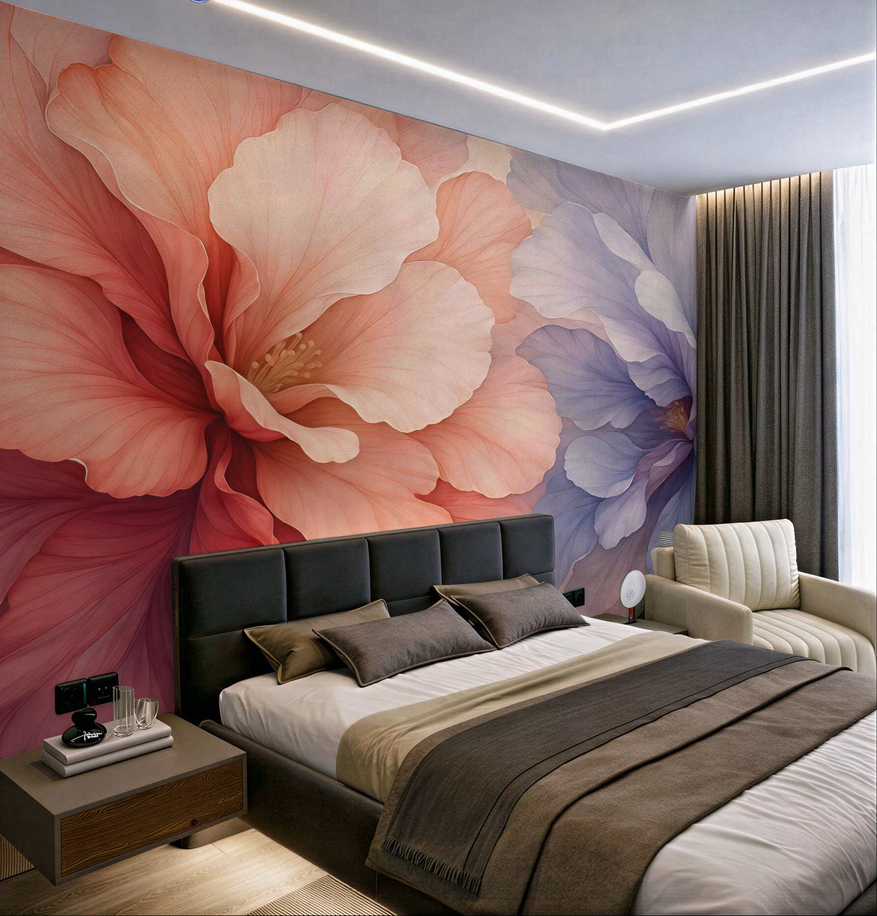 Fototapeta pastelowe kwiaty w subtelnym duecie
