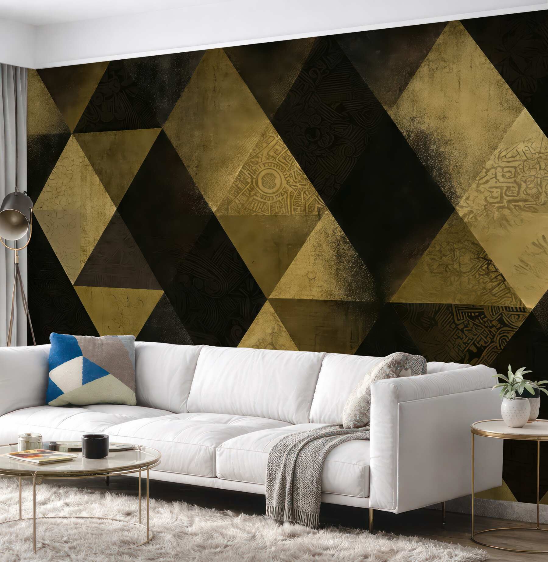 Fototapeta złota geometryczna mozaika w czerni