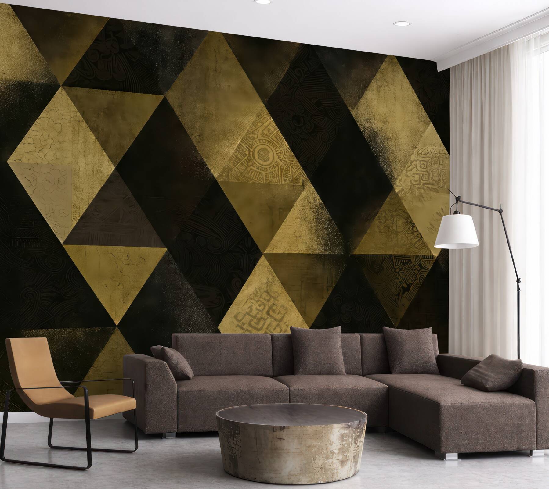 Fototapeta złota geometryczna mozaika w czerni