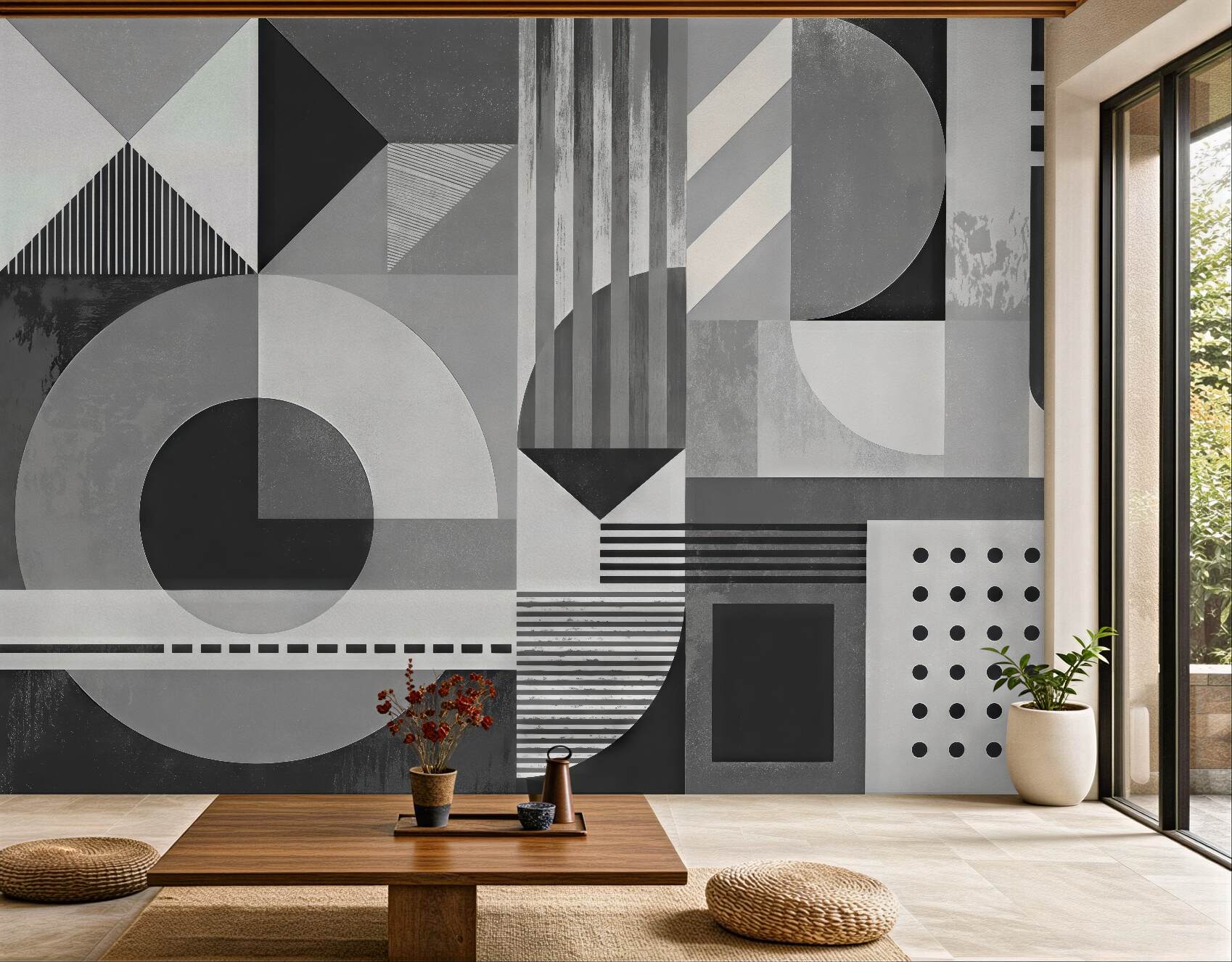 Fototapeta geometryczna kompozycja w odcieniach szarości