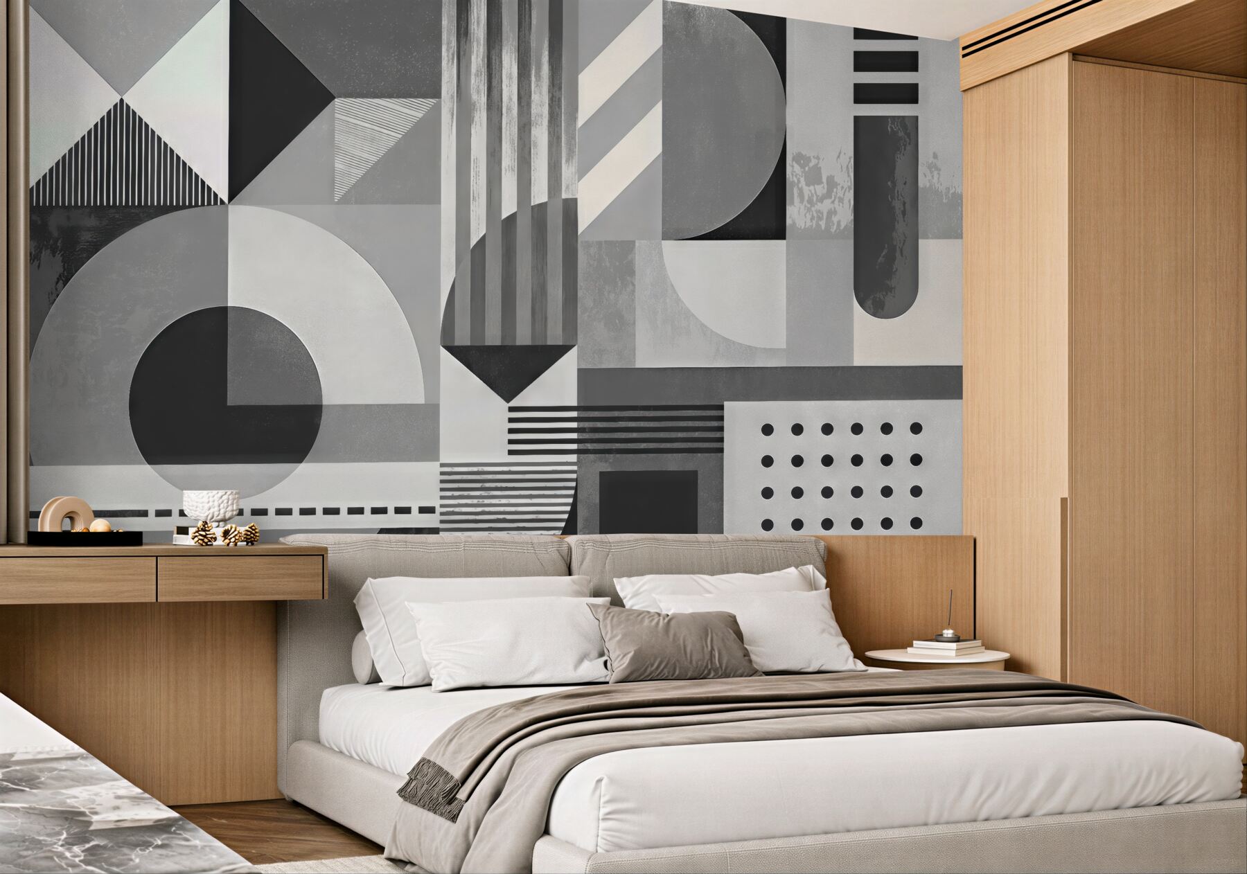 Fototapeta geometryczna kompozycja w odcieniach szarości
