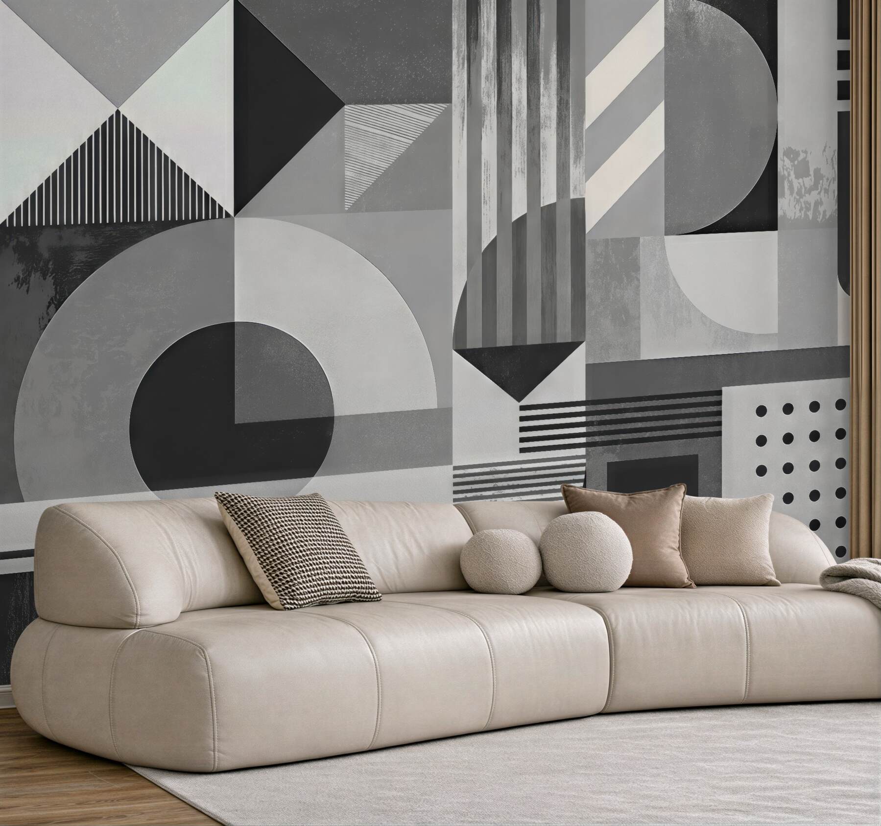 Fototapeta geometryczna kompozycja w odcieniach szarości