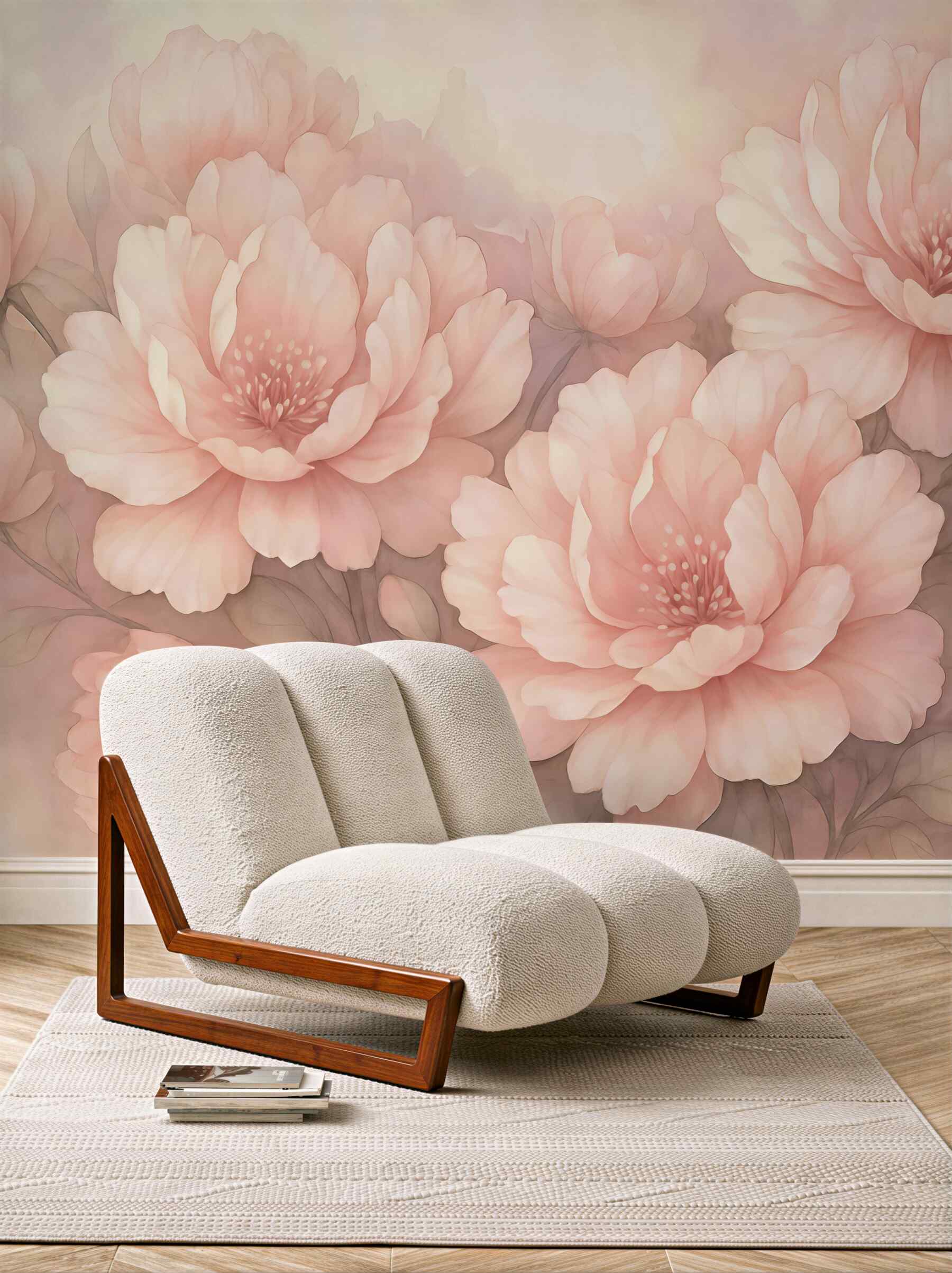 Fototapeta pudrowe peonie w romantycznej mgiełce