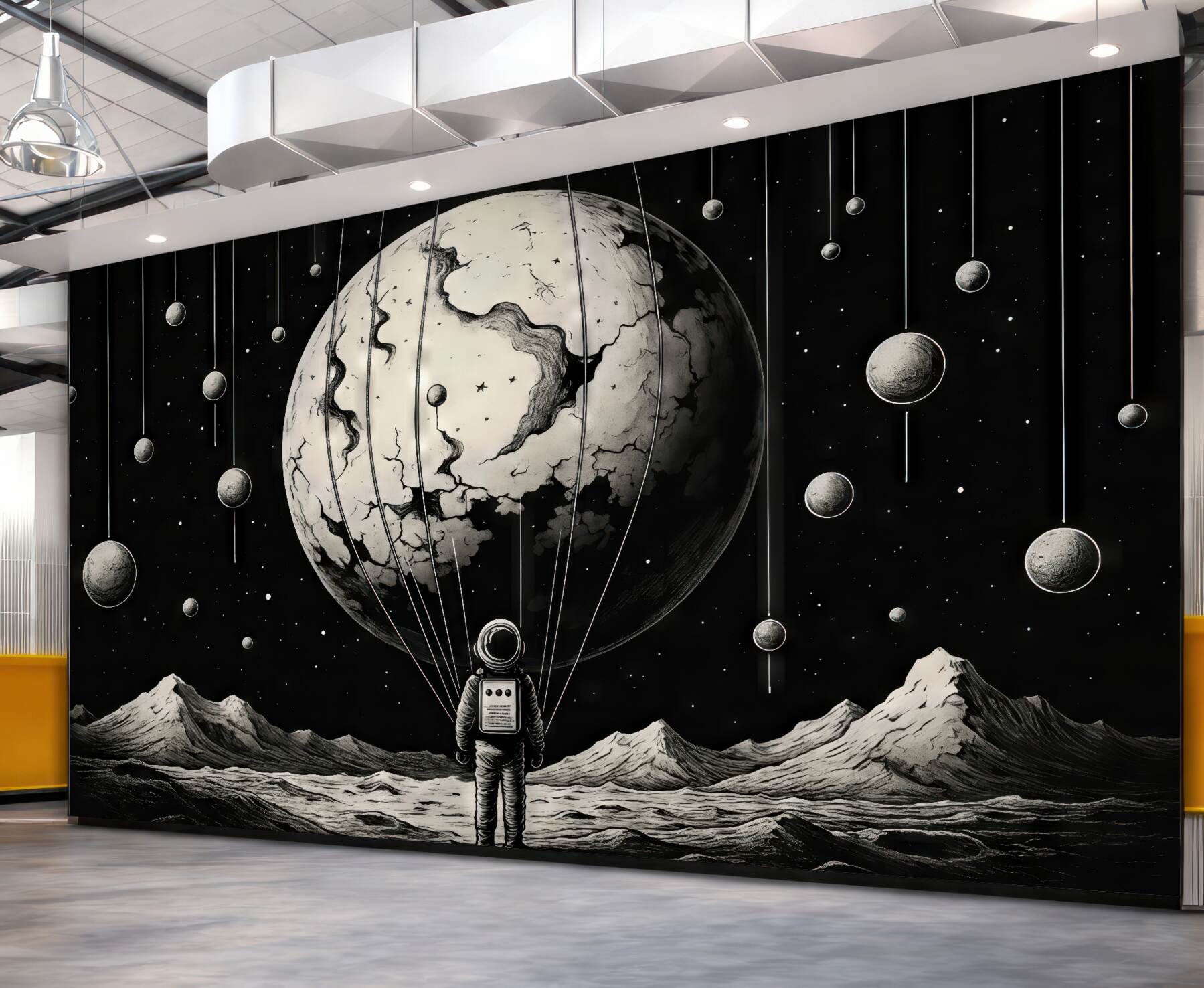 Fototapeta surrealistyczny kosmos z astronautą i planetą