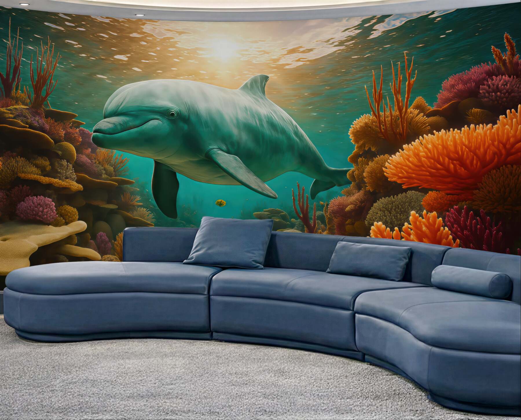 Fototapeta delfin wśród barwnych raf