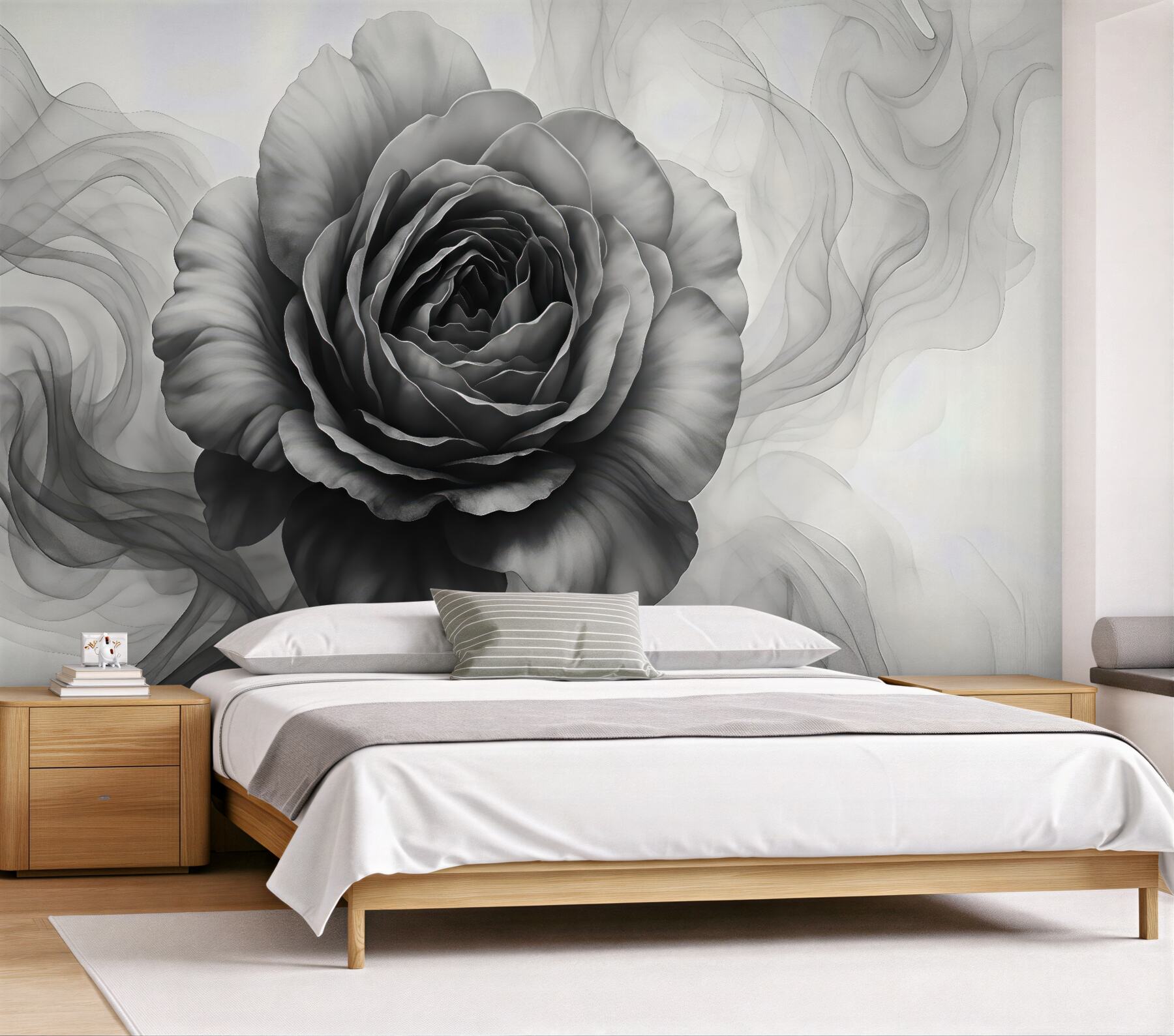 Fototapeta grafitowa róża w mglistym stylu