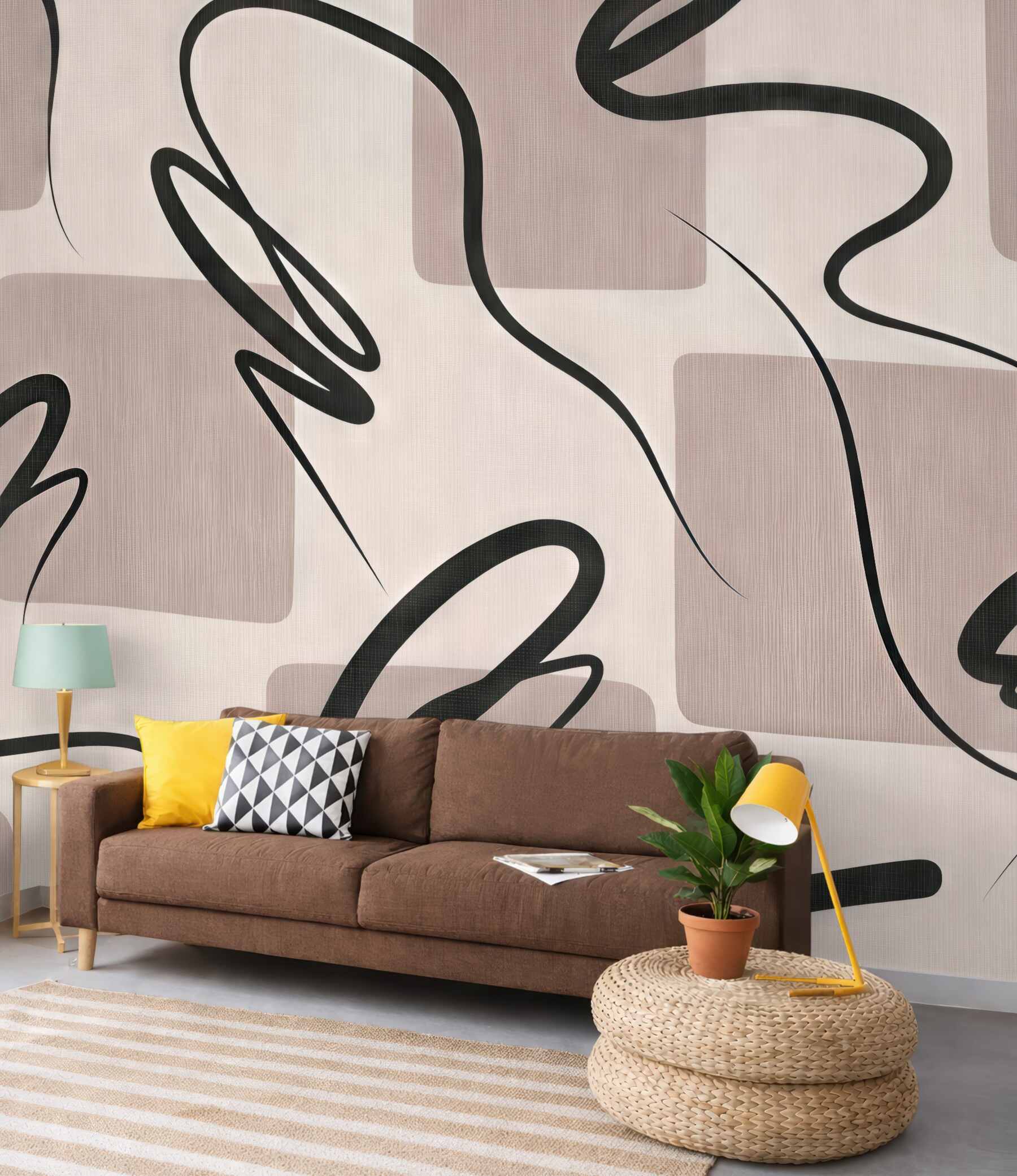 Fototapeta abstrakcyjne linie na beżowym tle