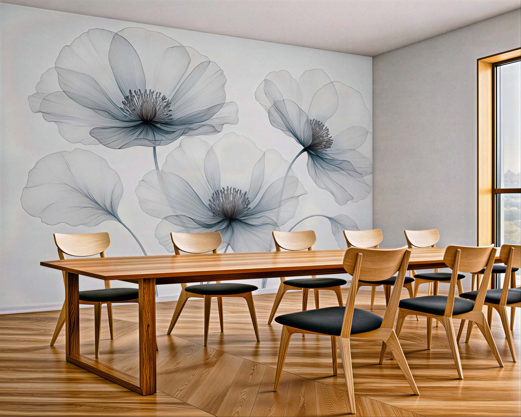 Fototapeta eteryczne maki w minimalistycznym stylu