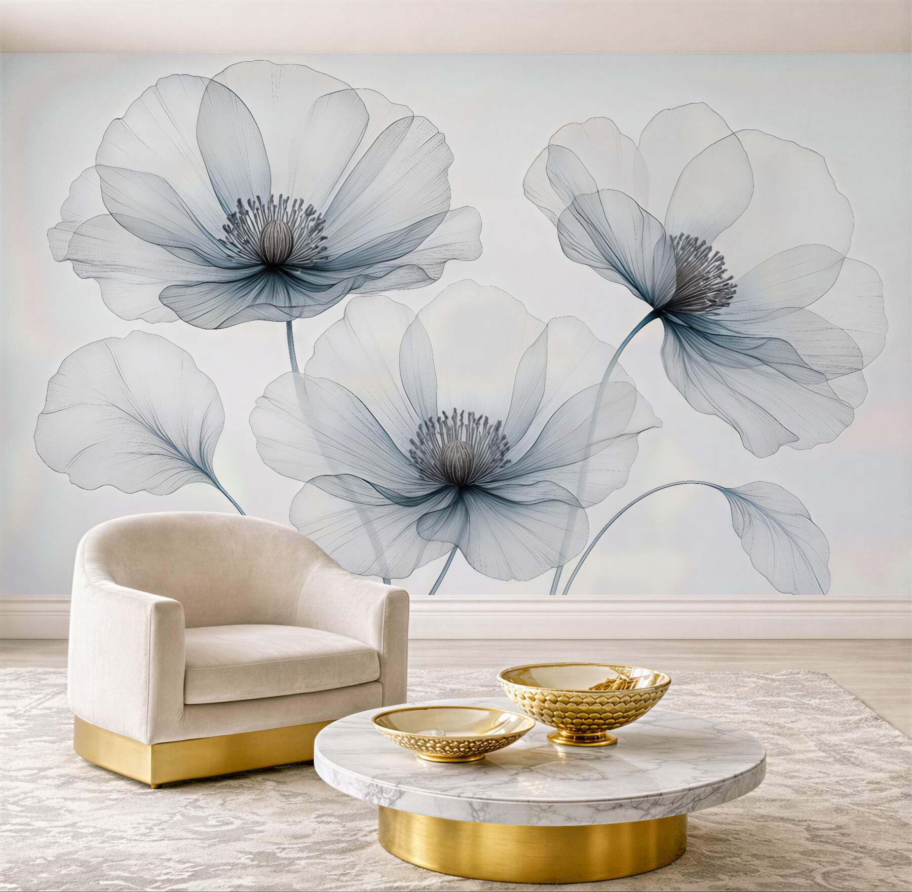 Fototapeta eteryczne maki w minimalistycznym stylu