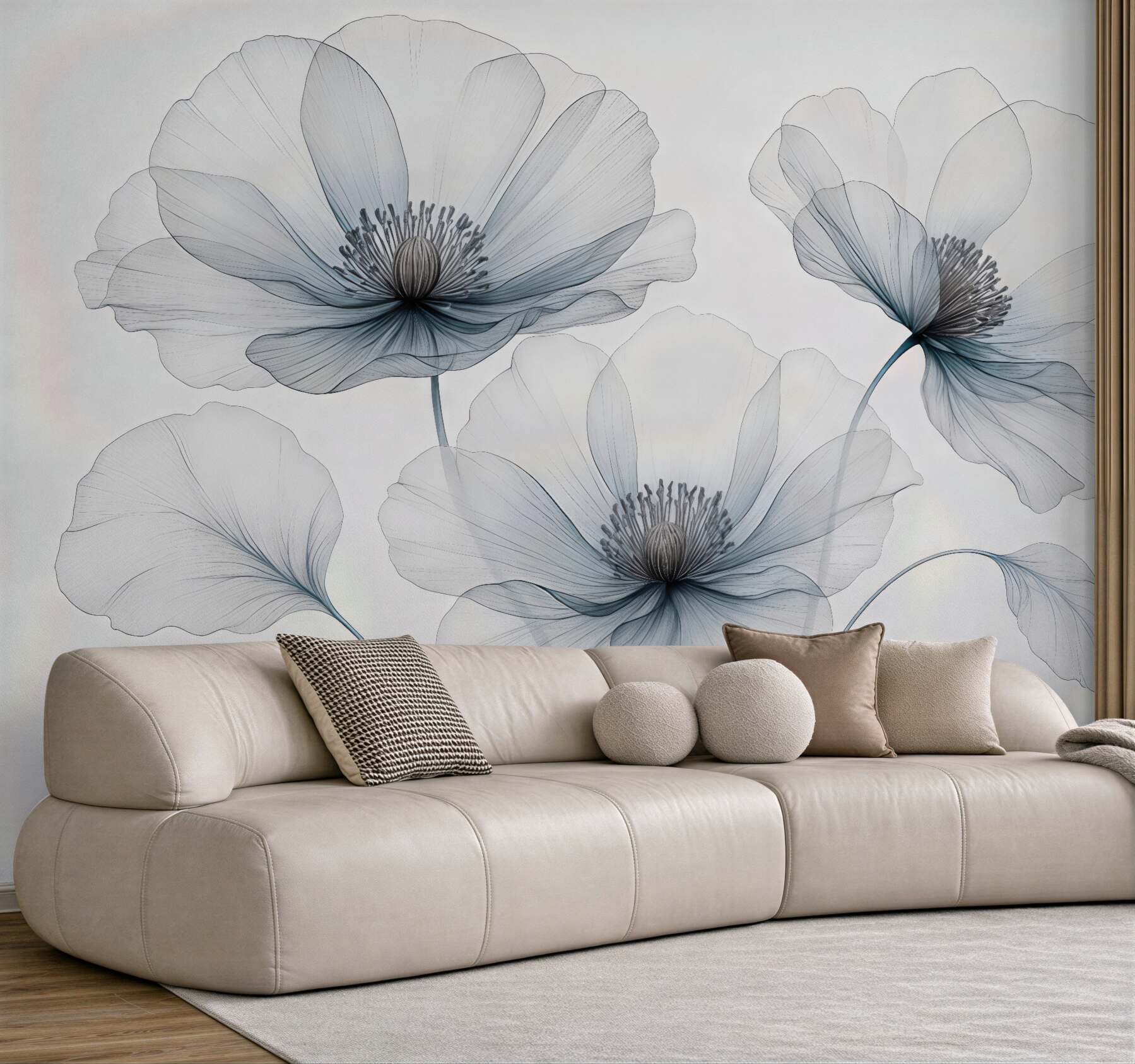 Fototapeta eteryczne maki w minimalistycznym stylu