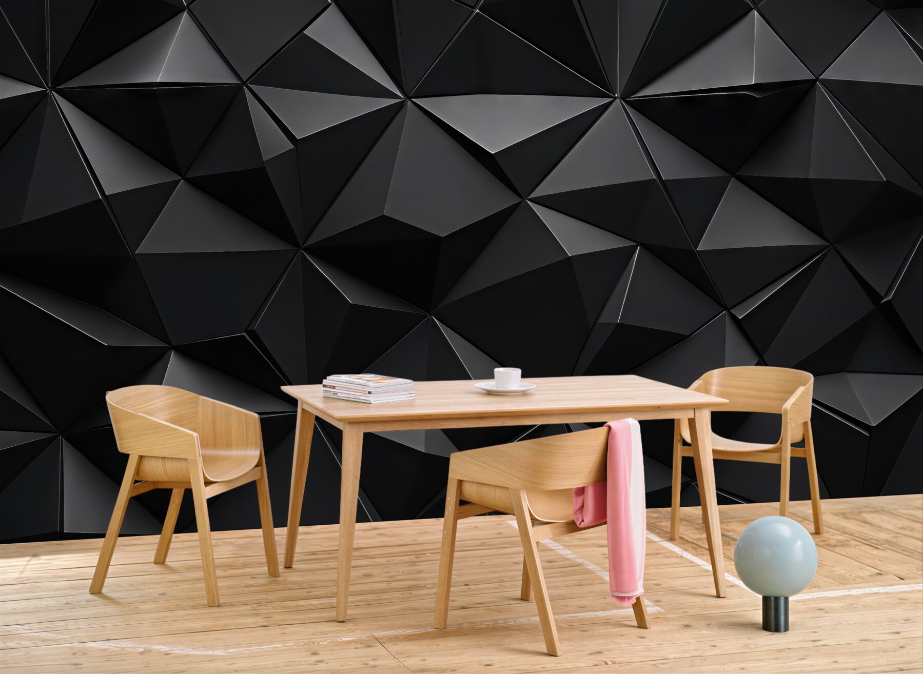 Fototapeta czarne geometryczne bryły w nowoczesnym stylu
