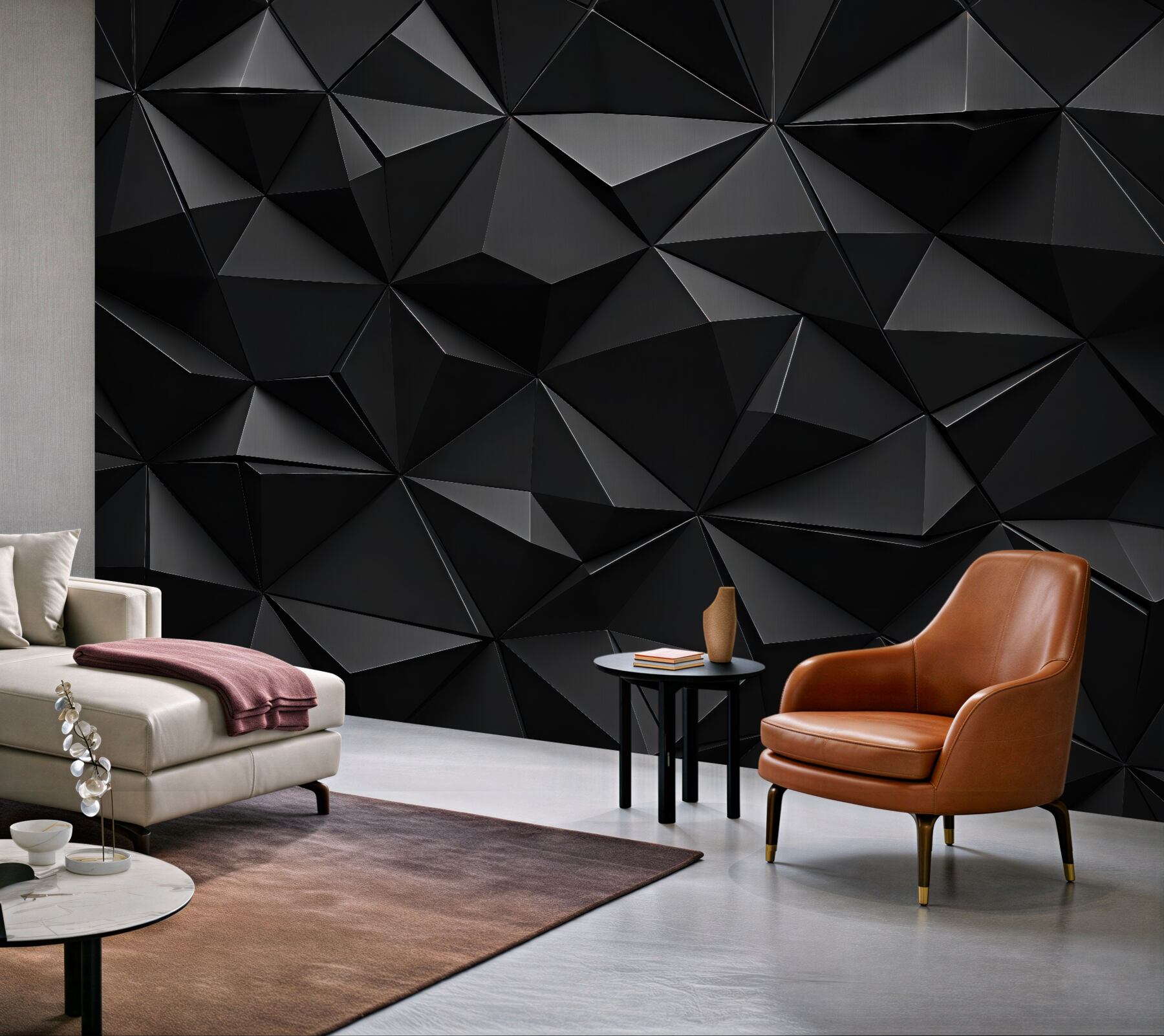 Fototapeta czarne geometryczne bryły w nowoczesnym stylu