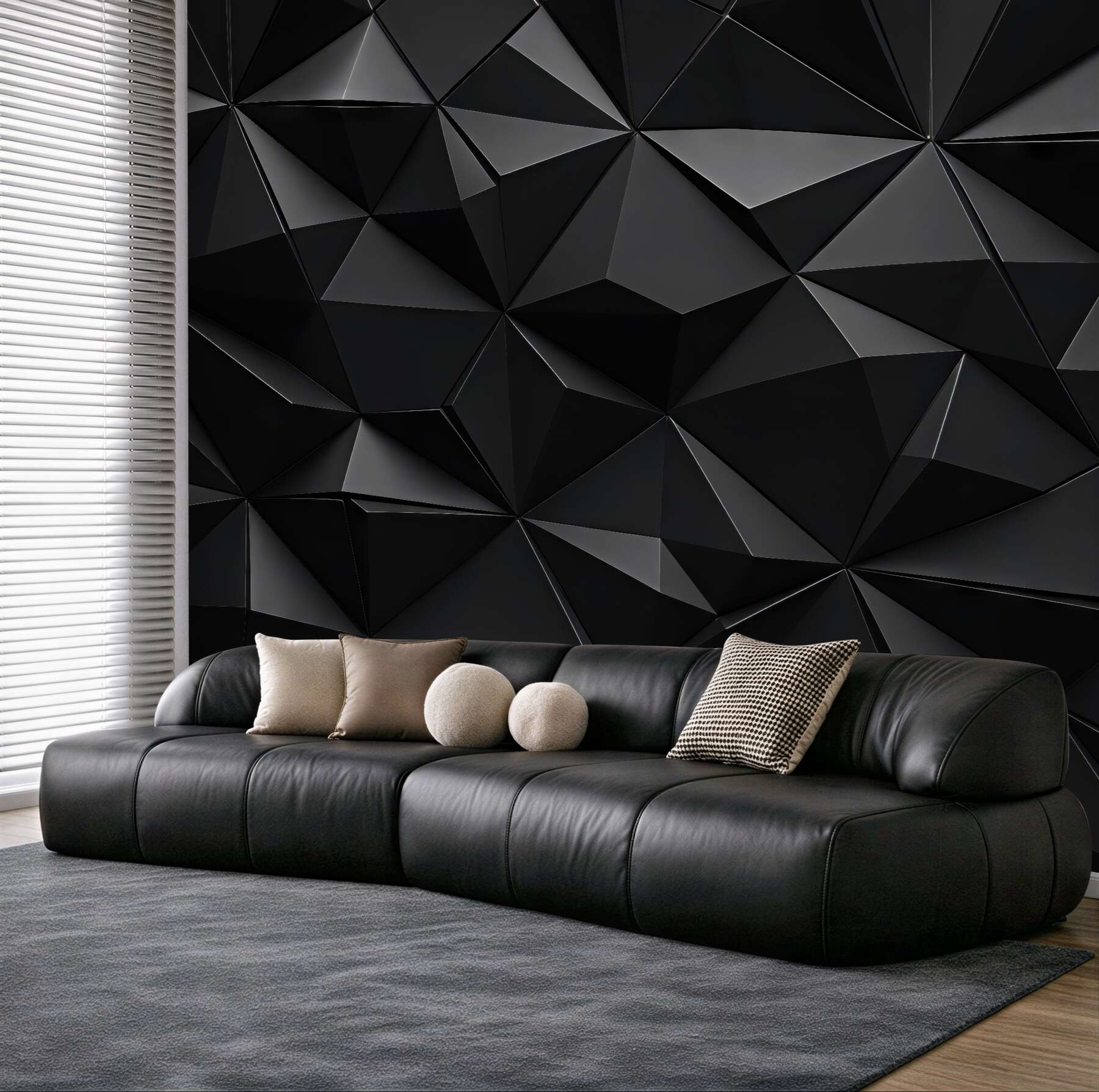 Fototapeta czarne geometryczne bryły w nowoczesnym stylu