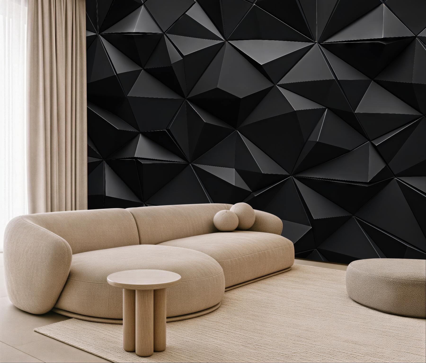 Fototapeta czarne geometryczne bryły w nowoczesnym stylu