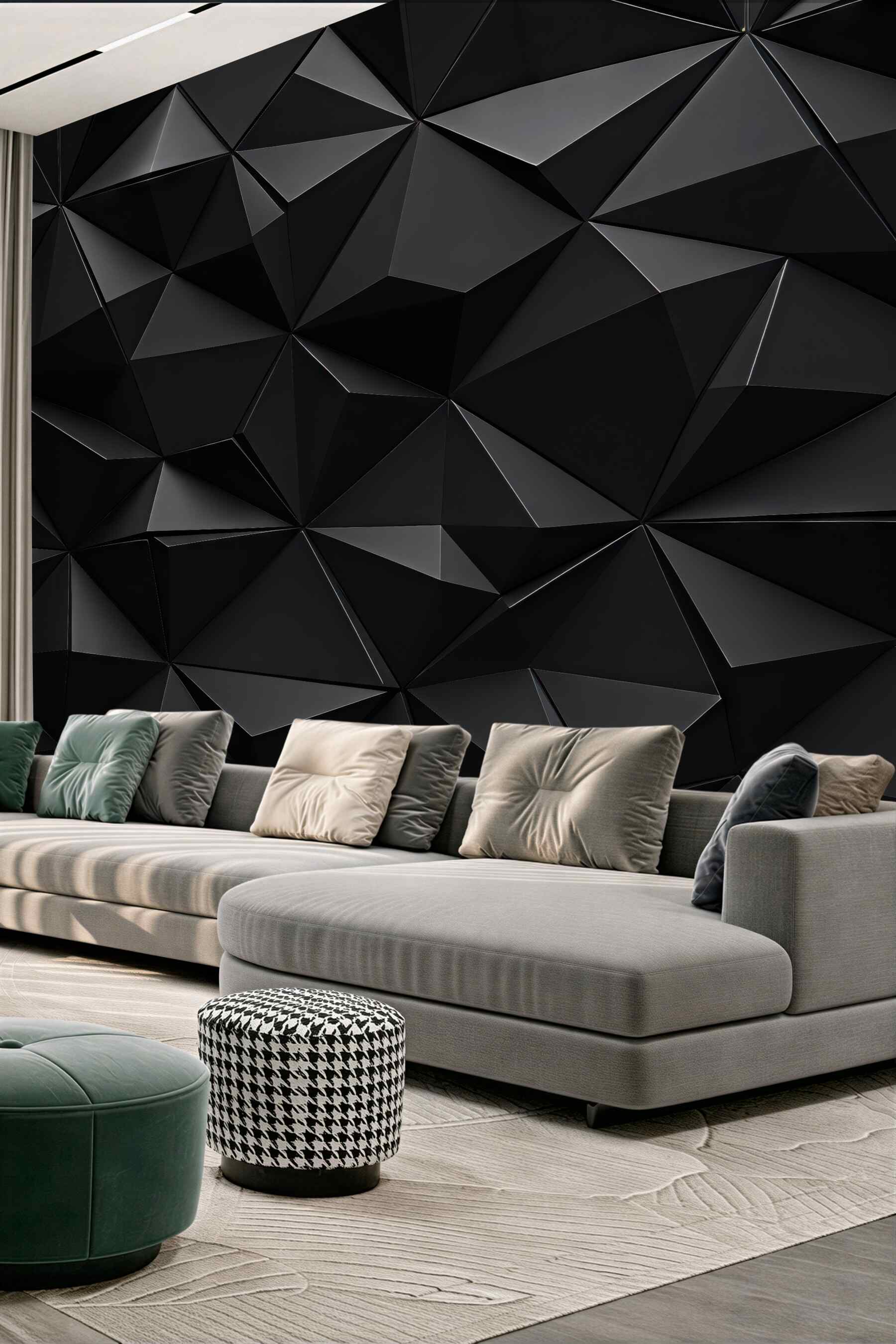 Fototapeta czarne geometryczne bryły w nowoczesnym stylu