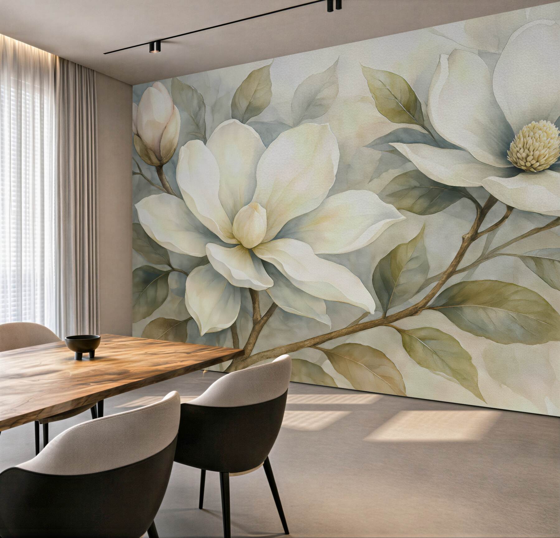Fototapeta kremowe magnolie w subtelnej mgle
