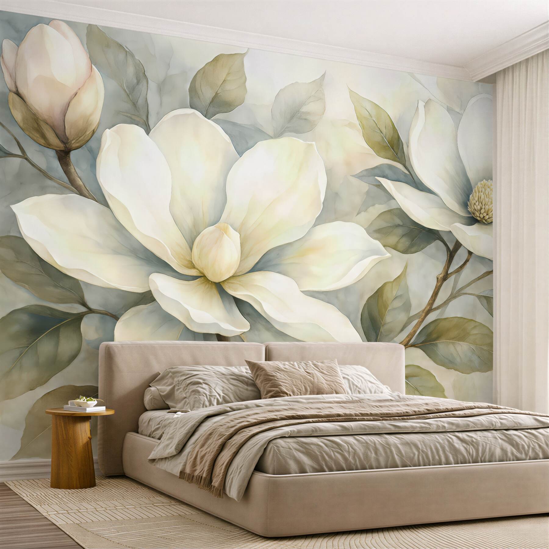 Fototapeta kremowe magnolie w subtelnej mgle