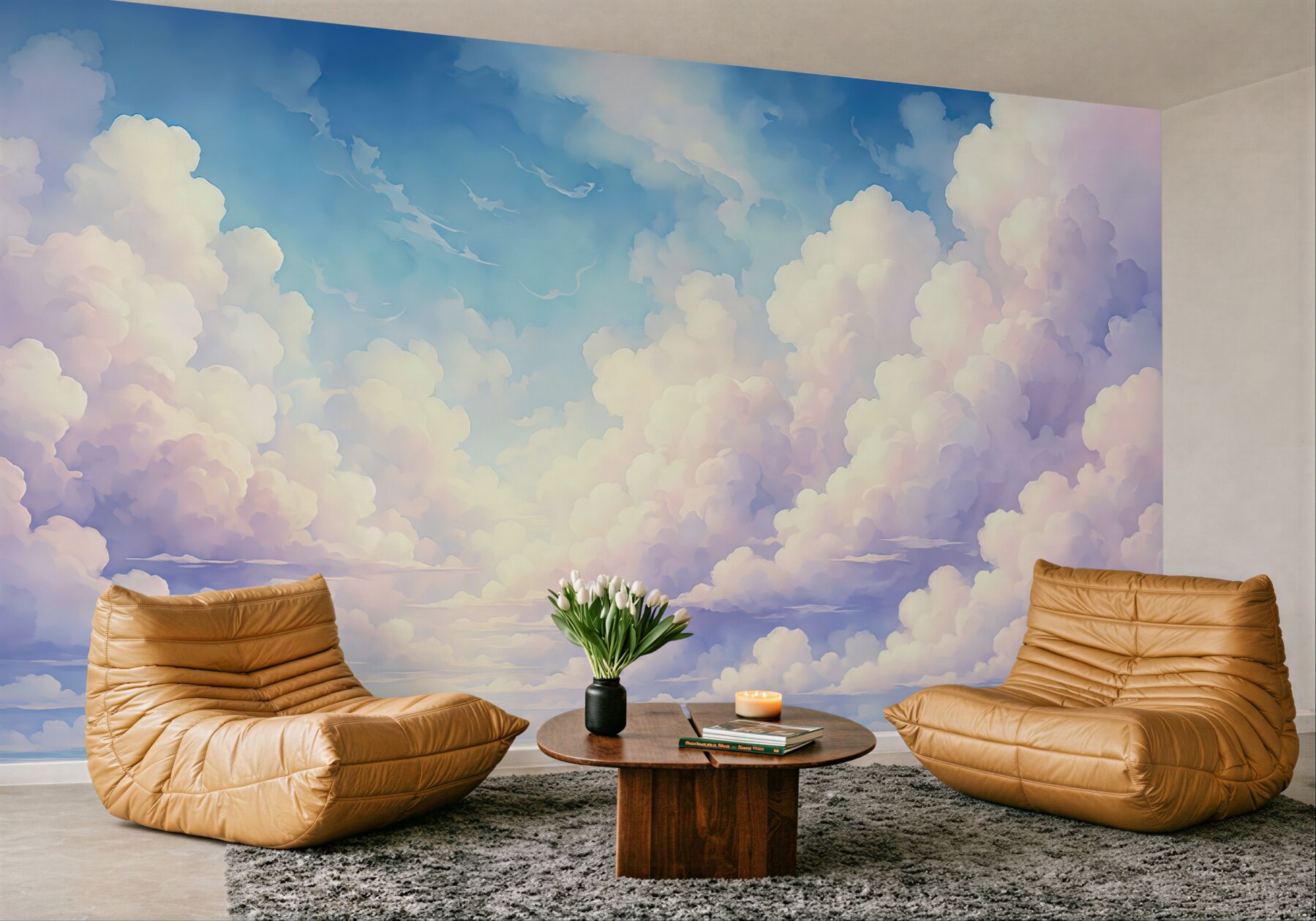 Fototapeta bajeczne chmury nad lustrzaną wodą