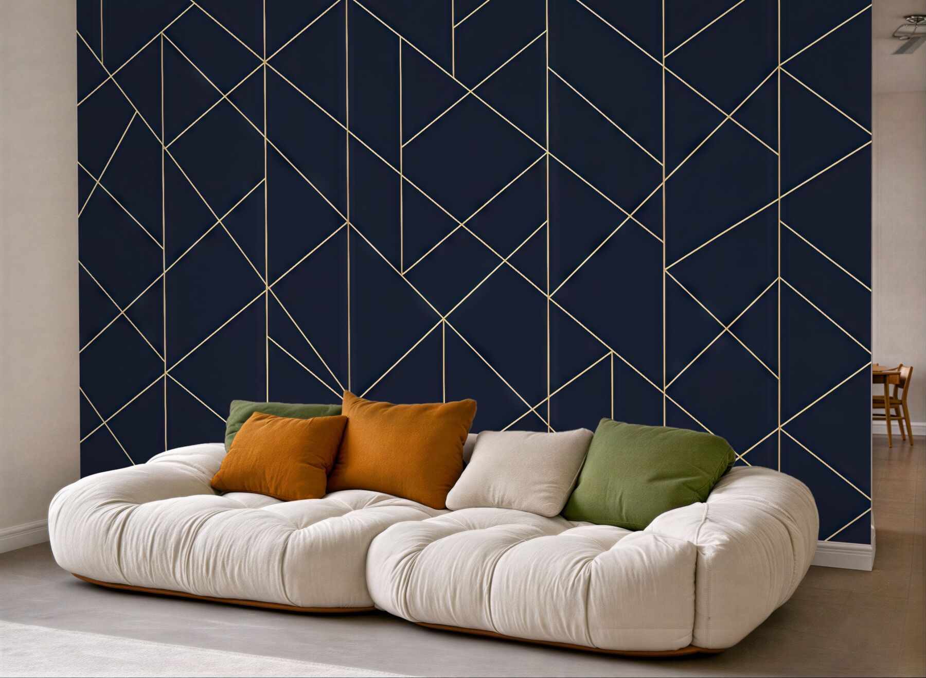 Fototapeta granatowa geometria ze złotą linią