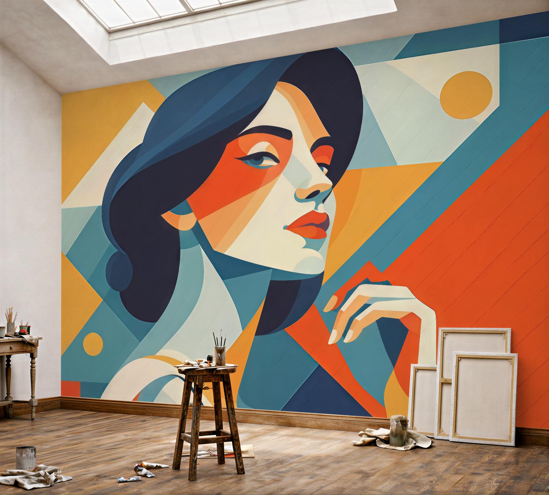 Fototapeta geometryczny portret kobiety w stylu art deco