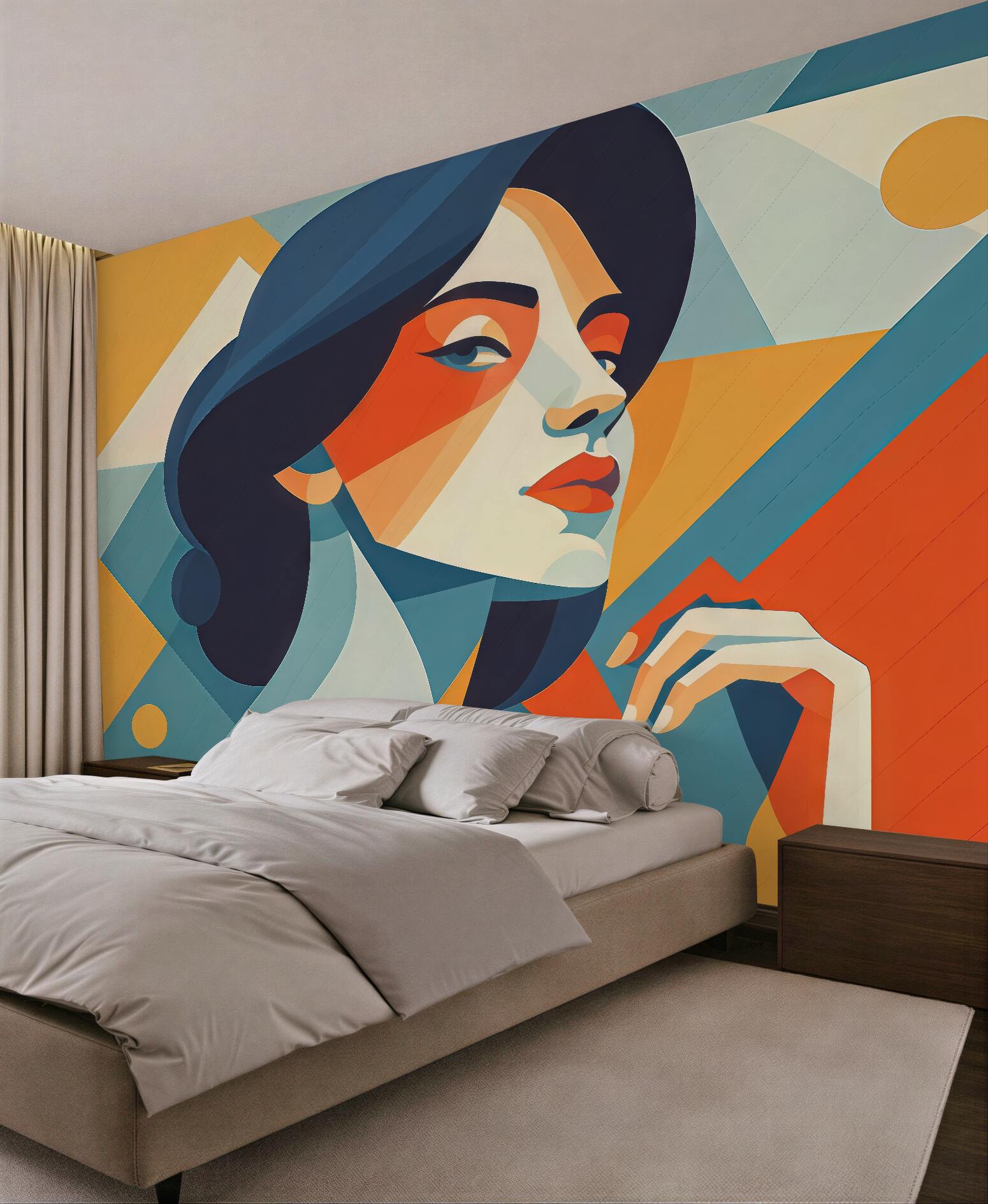 Fototapeta geometryczny portret kobiety w stylu art deco