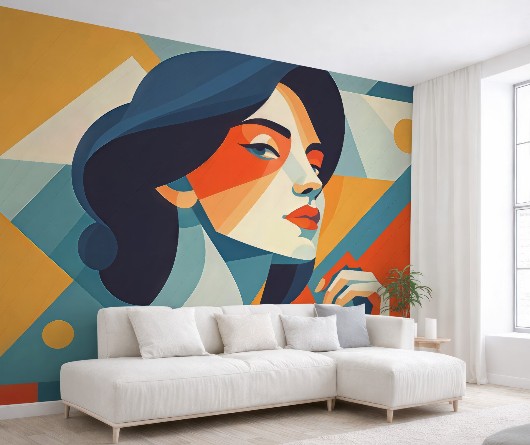 Fototapeta geometryczny portret kobiety w stylu art deco