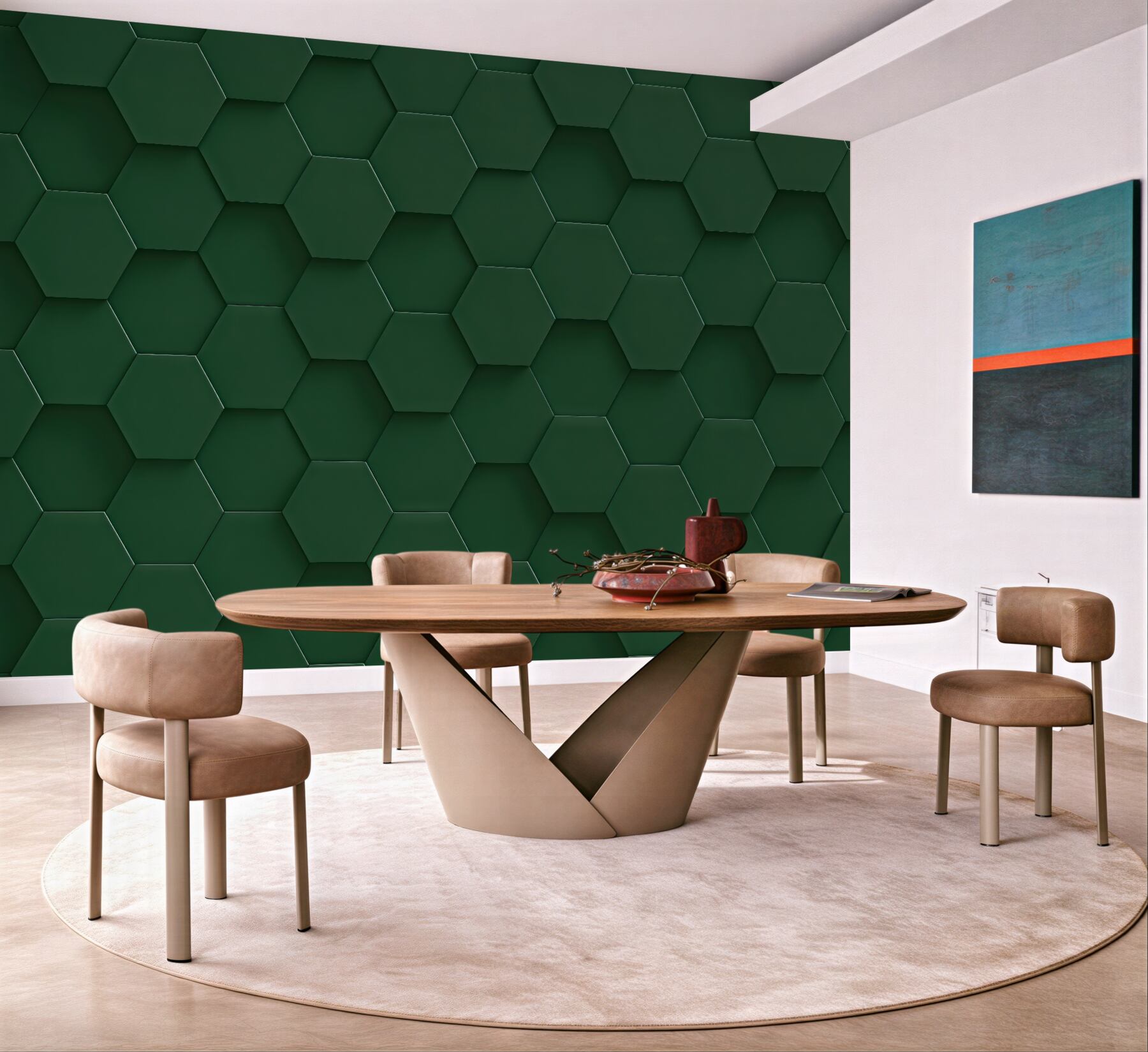 Fototapeta zielona geometryczna mozaika 3d