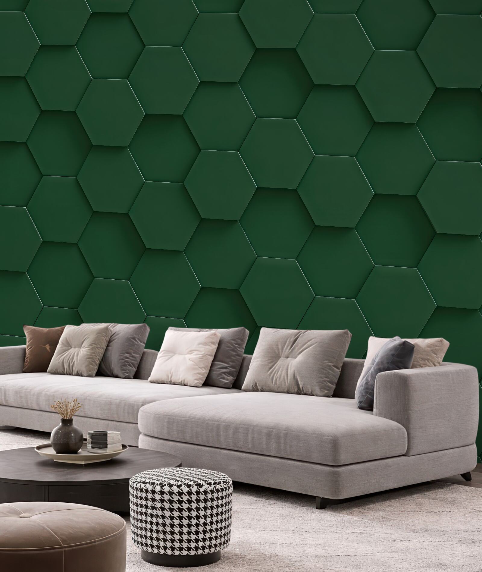 Fototapeta zielona geometryczna mozaika 3d